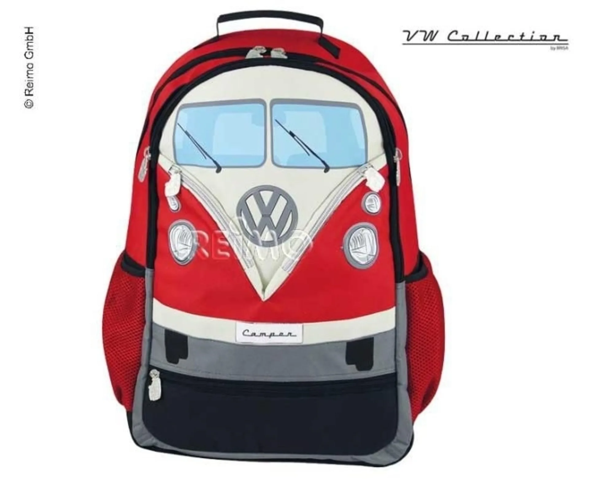VW Collection Rucksack in Rot mit Bulli-Motiv, aus Polyestergewebe, 43x37x13cm