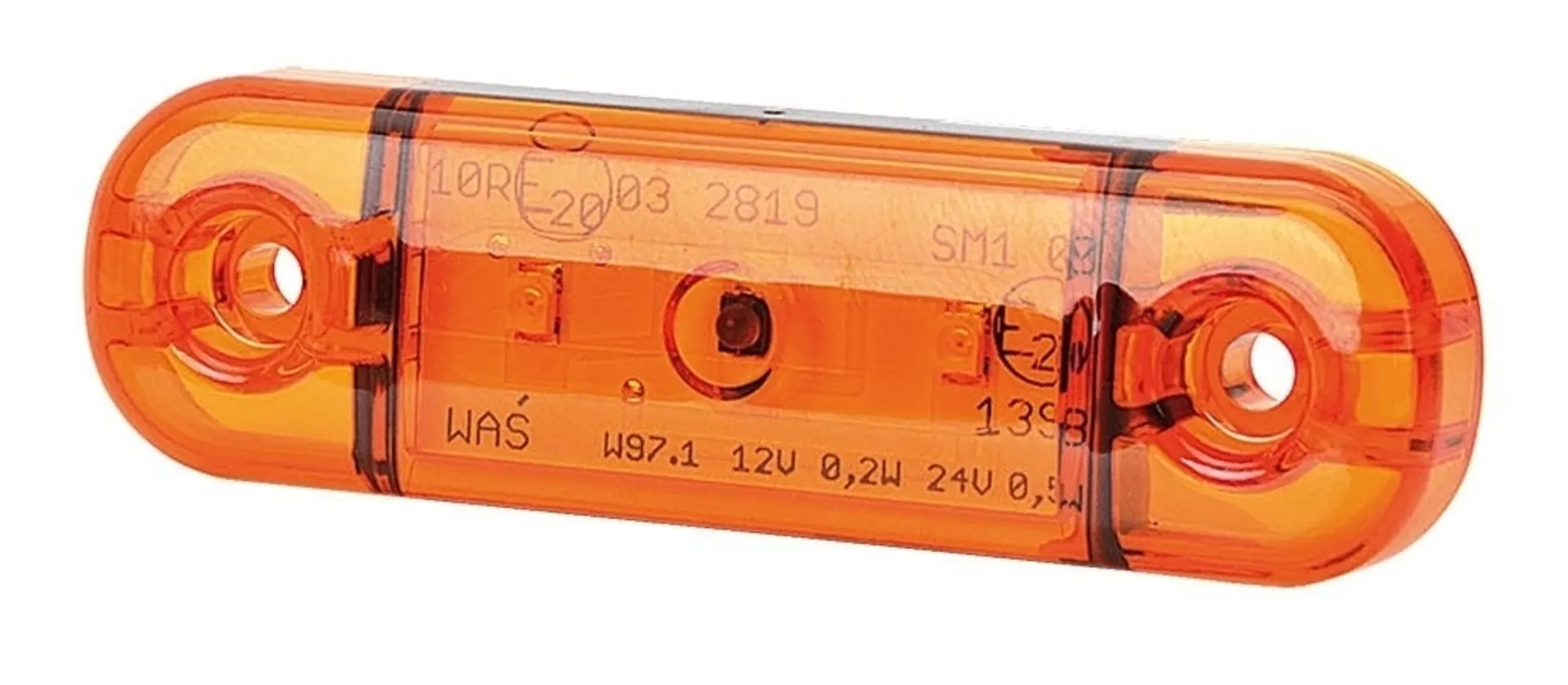 WAS - LED-Seitenmarkierleuchte 12/24V 83.8 x 24.2 x 10.4 mm, orange, IP68, mit Gummiunterlage WAS - LED-Seitenmarkierleuchte 12/24V 83.8 x 24.2 x 10.4 mm, orange, IP68, mit Gummiunterlage