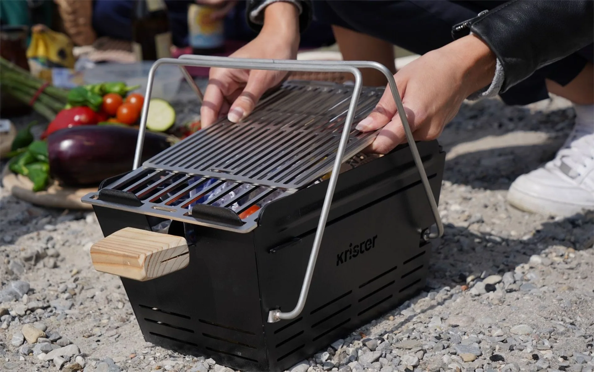 Set de barbecue Knister Original, charbon de bois extensible