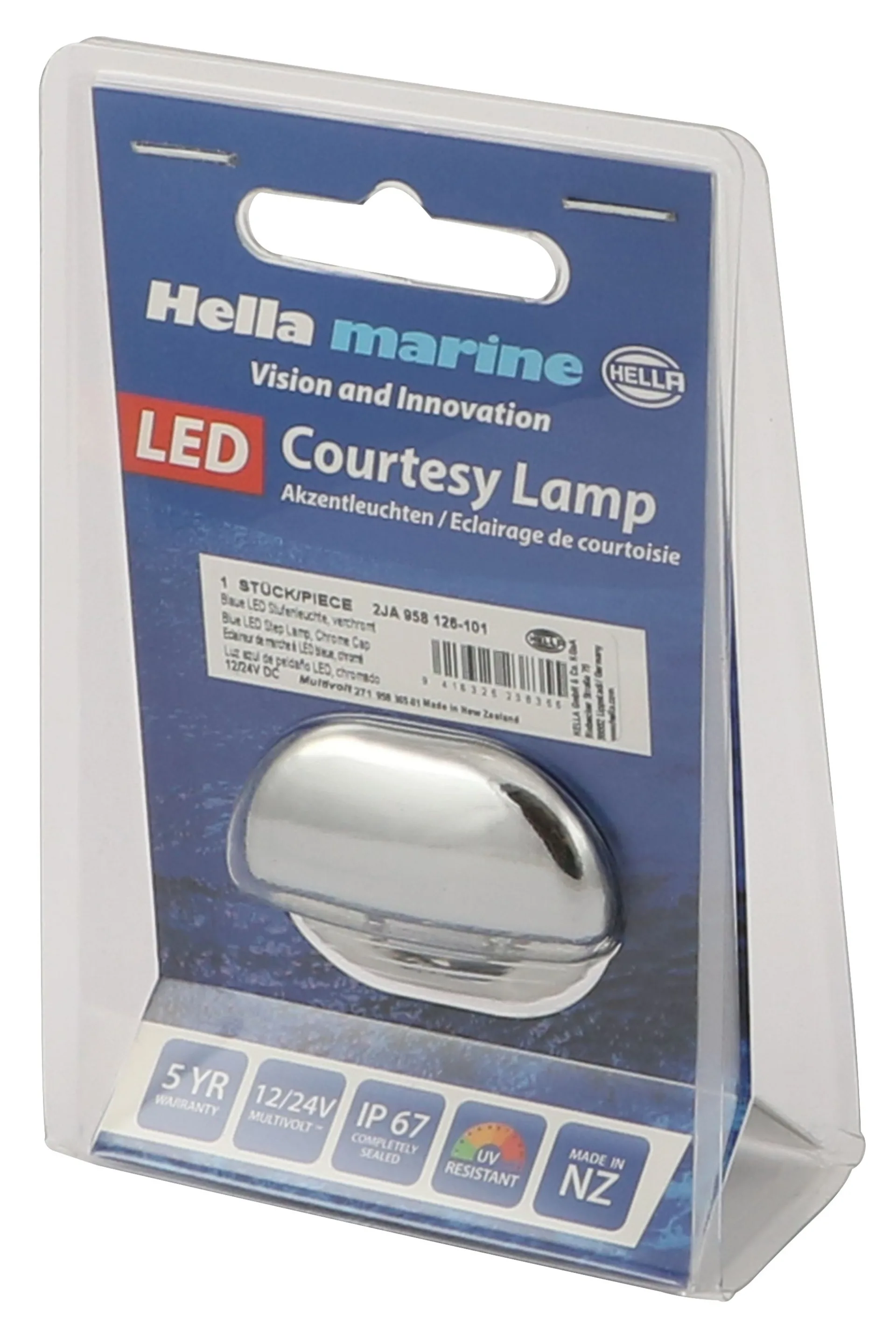 Lampe à gradins Hella Marine LED Chromé bleu 12/24 V