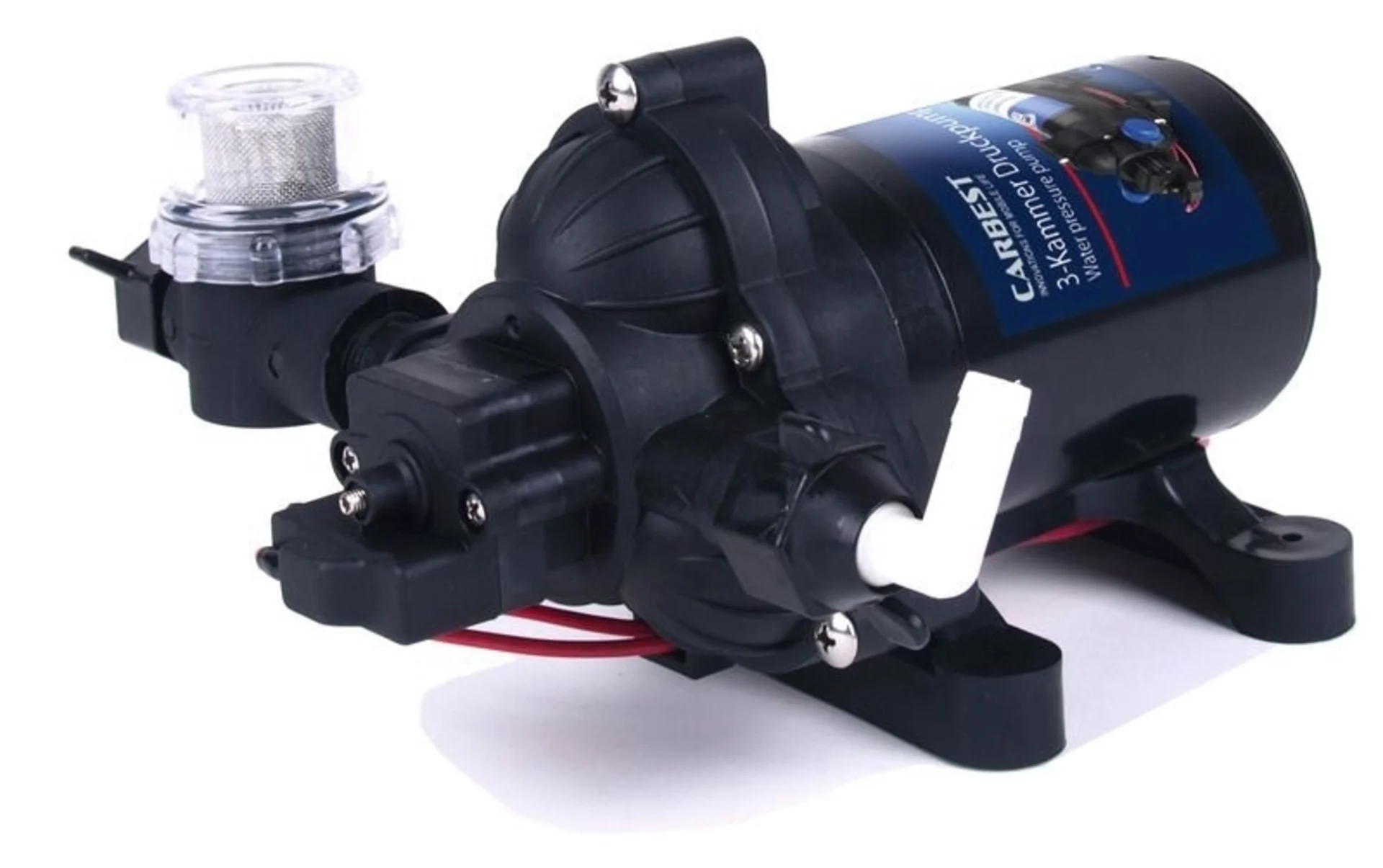Carbest 12V 3-Kammer-Druckwasserpumpe inkl. Vorfilter