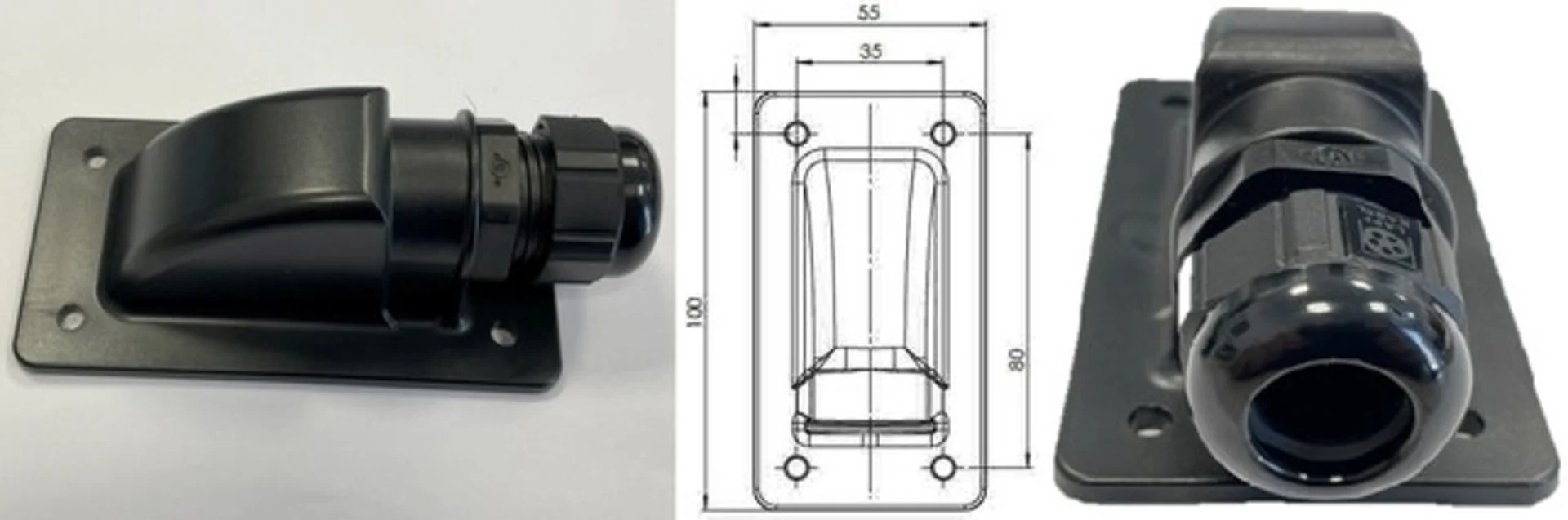 Dachdurchführung schmal für Mehrkabel-Systeme und  TWIN / Quad-Antennen Klemmbereich 10 - 14mm