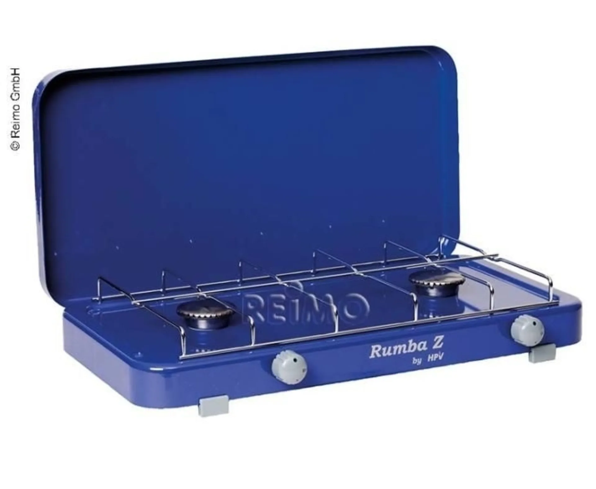 Réchaud à gaz Rumba avec couvercle 2fl. bleu, 50mbar