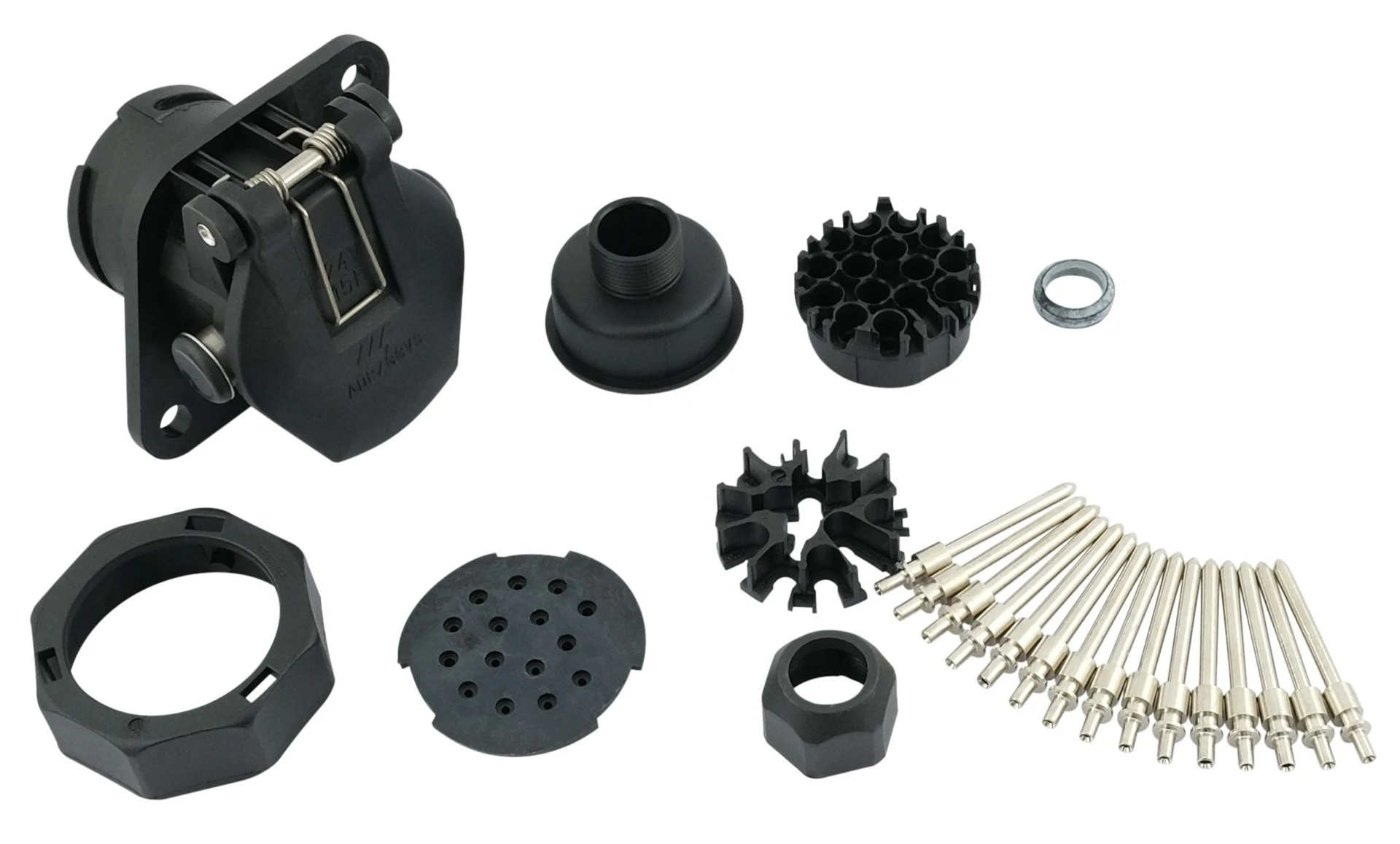 15-pol. LKW-Dose 24V, ADR/GGVS Crimpkontakte, Kabel-ø: 13.0-15.5mm 15-pol. LKW-Dose 24V, ADR/GGVS Crimpkontakte, Kabel-ø: 13.0-15.5mm