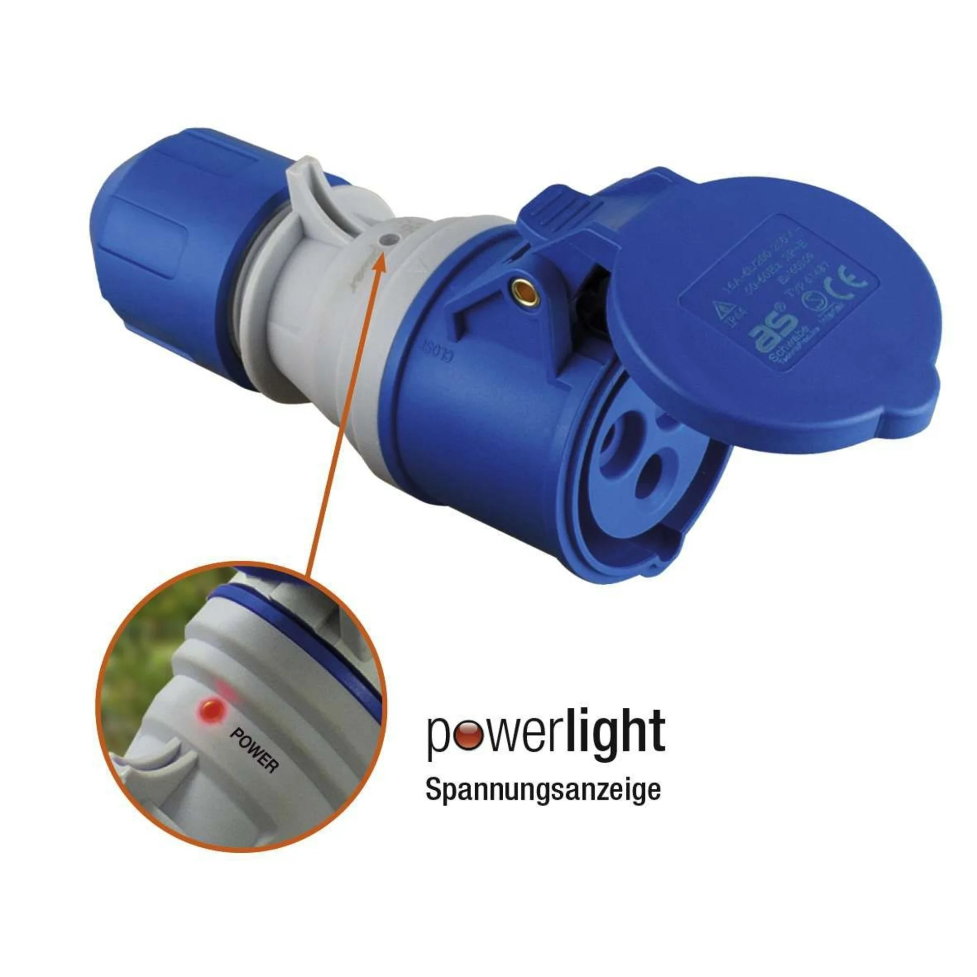 AS-Schwabe Powerlight CEE coupleur avec couvercle rabattable