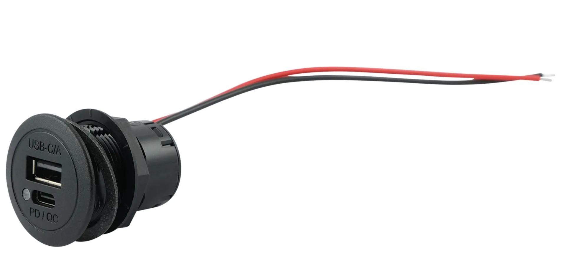 Einbausteckdose - PD/QC 1x USB-A / 1x USB-C ø 27.8, unterstützt Schnellladeverfahren