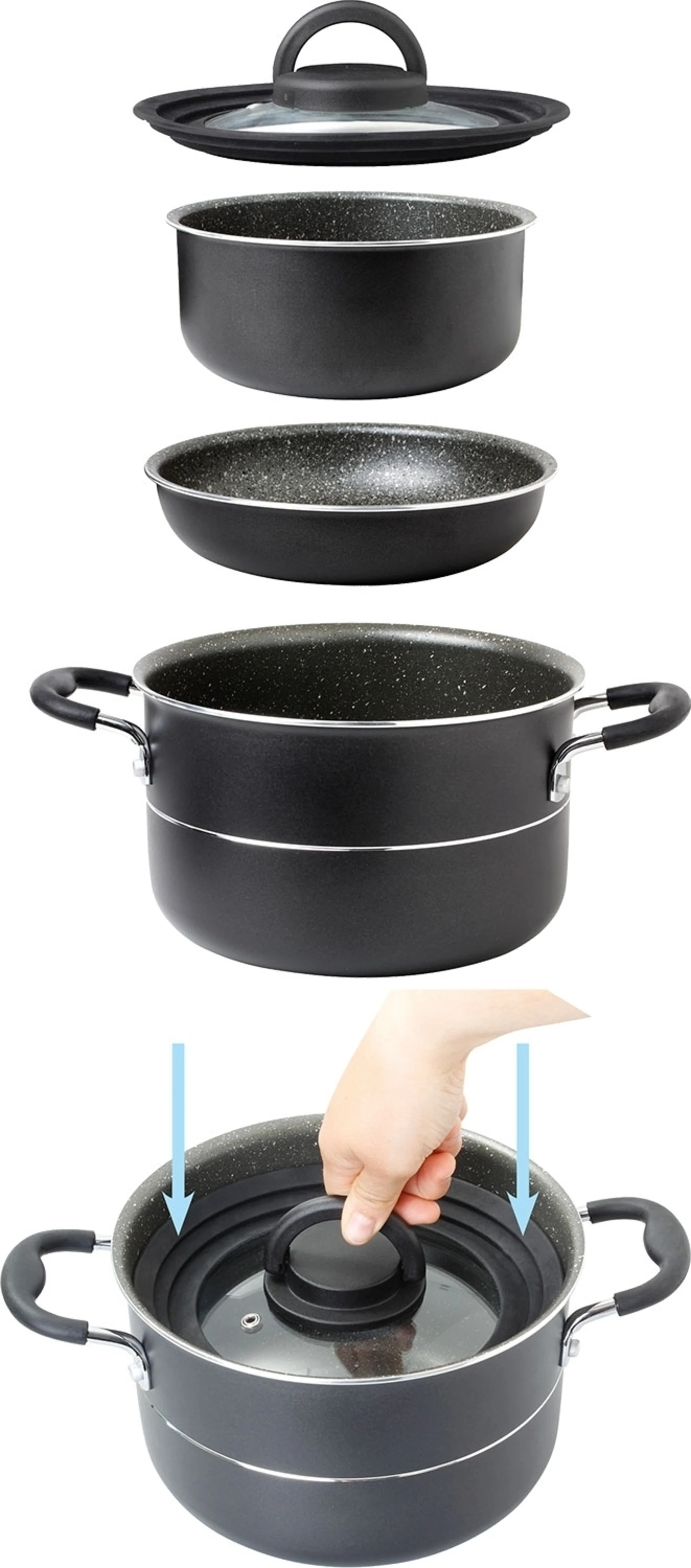 Brunner Ø 24 cm Pirate Vacublock Kochtopfset 8-tlg. Brunner Ø 24 cm Pirate Vacublock Kochtopfset 8-tlg.