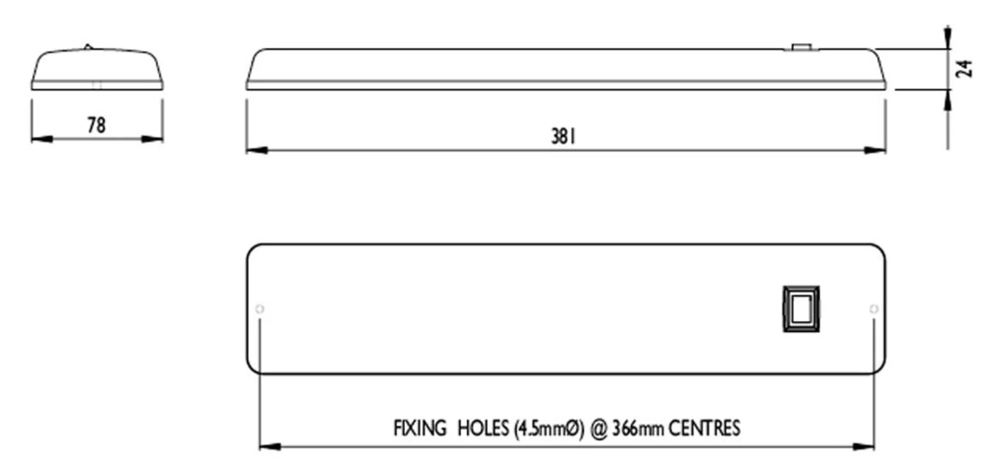 Neon-Universal-Innenleuchte 12V 24W 380x78x24mm mit Schalter