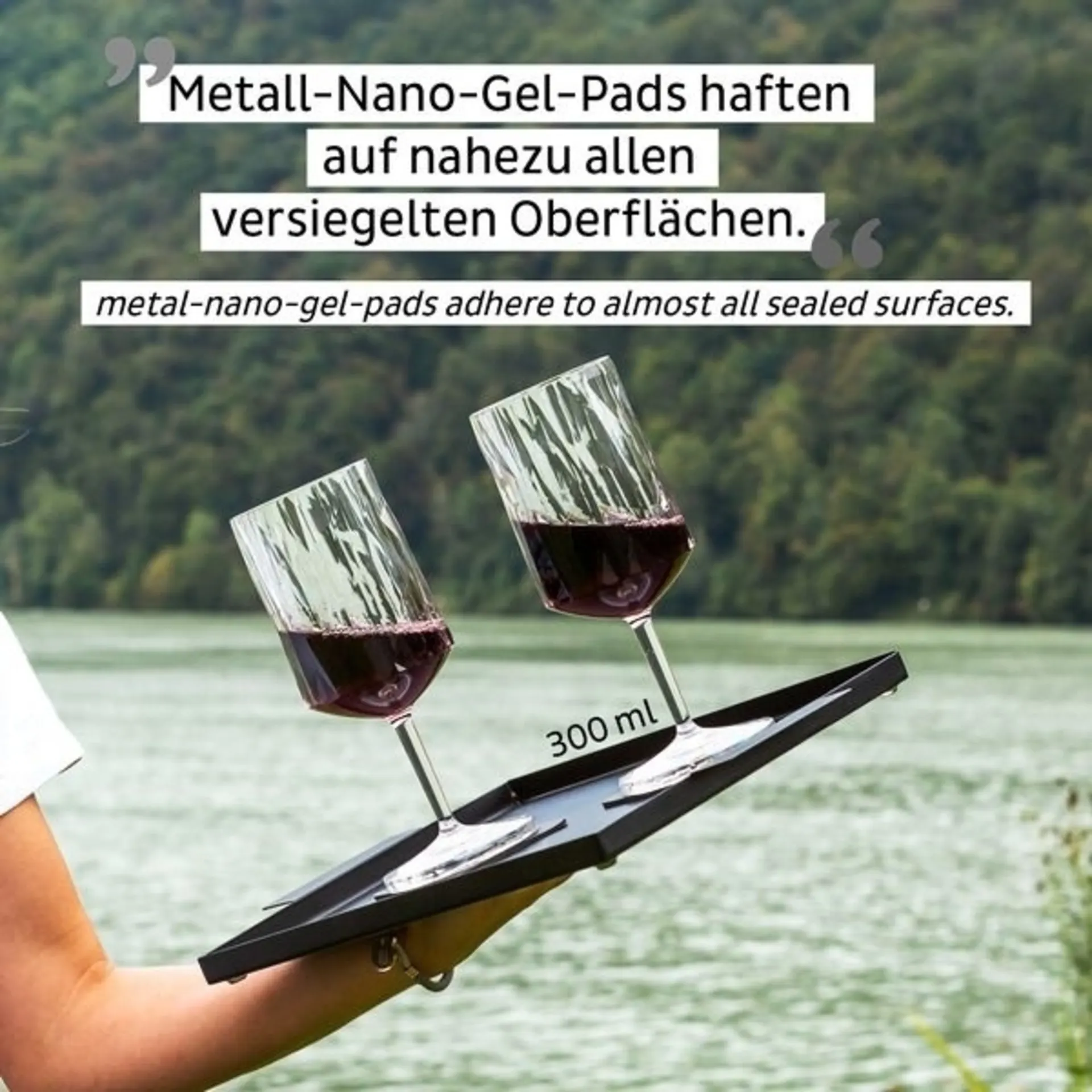 Magnetische Weingläser 2er-Set aus High-Tech-Kunststoff, 300ml, Höhe 20.5cm, Durchmesser 7.6cm