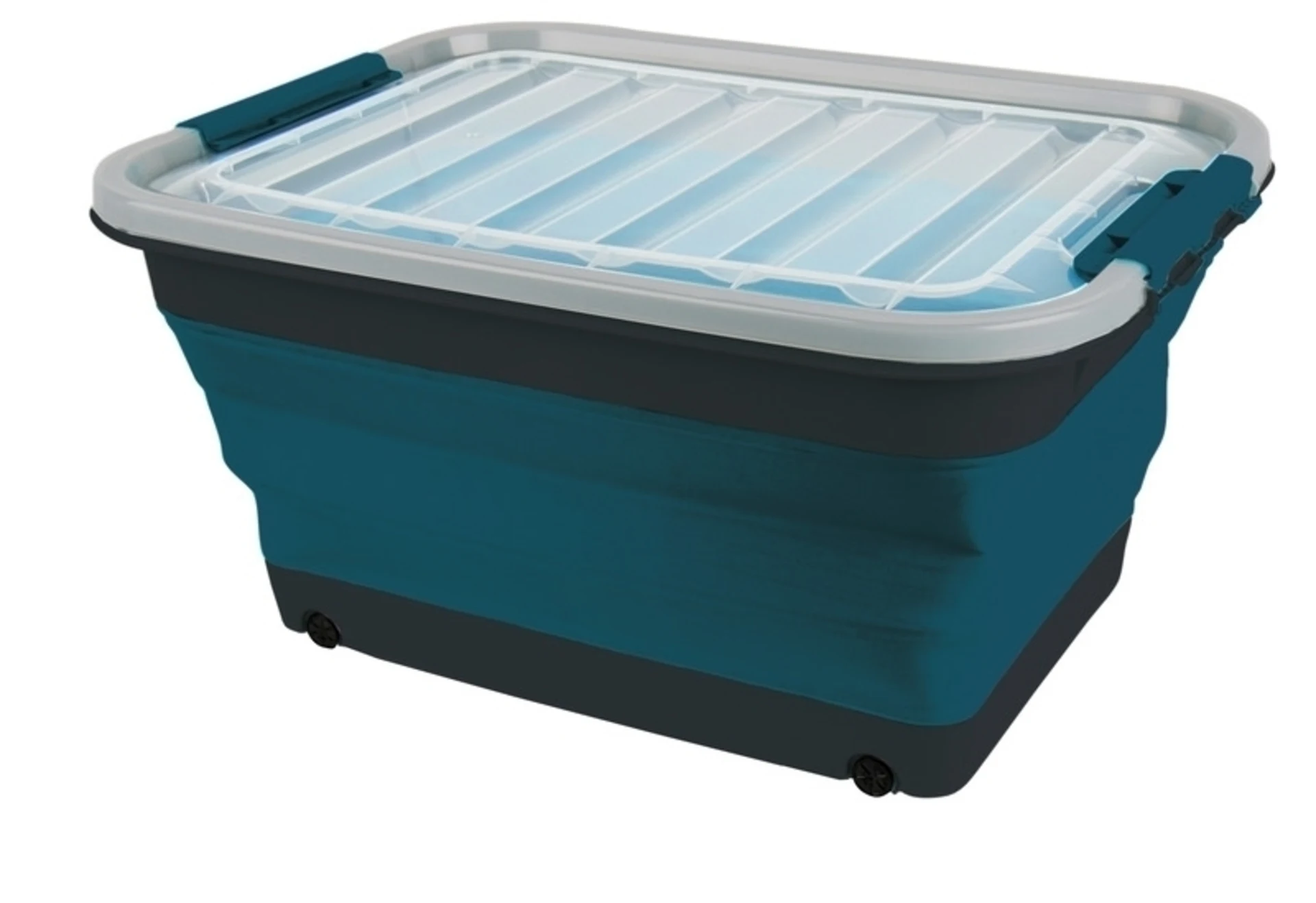 Aufbewahrungsbox 45l faltbar mit Deckel u.Rollen, 61 x 45 x 10 / 30,4cm