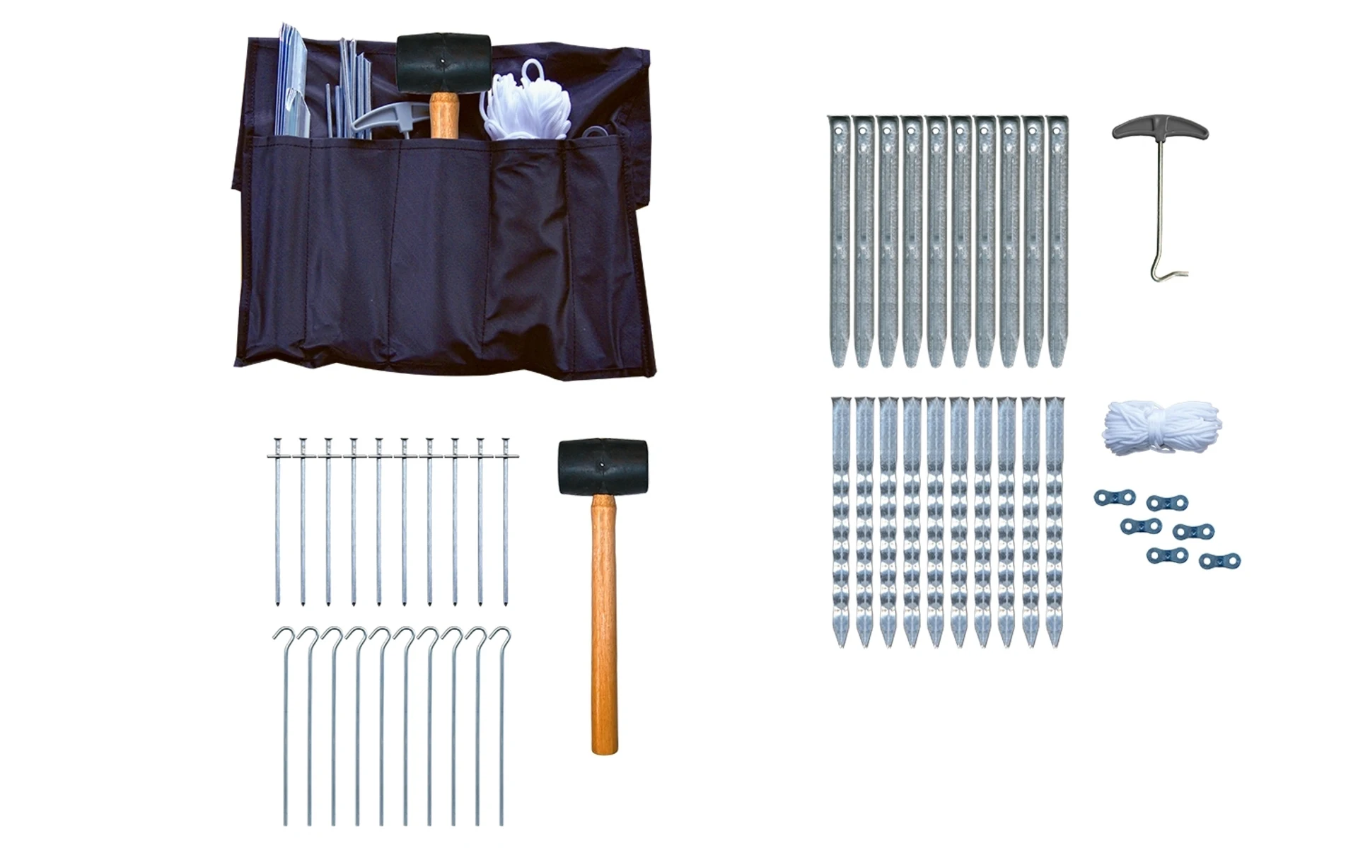 Piquets de tente Berger avec hauban et accessoires 50