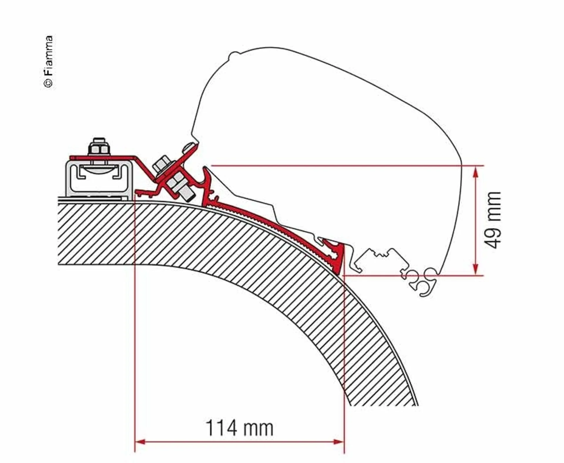 Adapter Markise F65L und F80S Rapido Distinction 490 cm