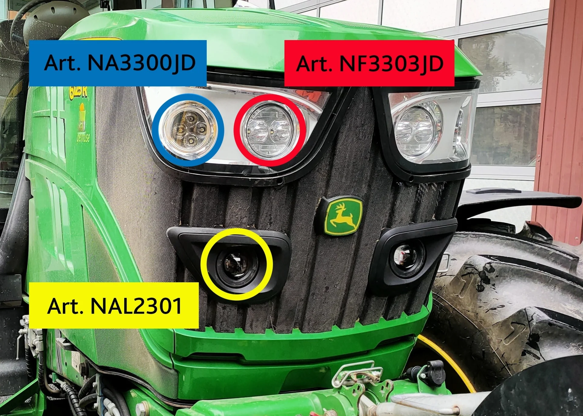 LED Einbauscheinwerfer Set für John Deere 6R/M Plug & Play für Halogenersatz Haubeneinbau