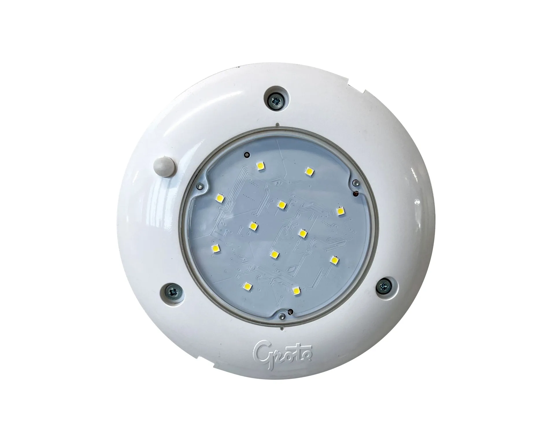 Lampe d'intérieur LED Grote S100 avec capteur 12/24 V, ø 165 x 15 mm, IP69K, 560 lumens, ECE-R10