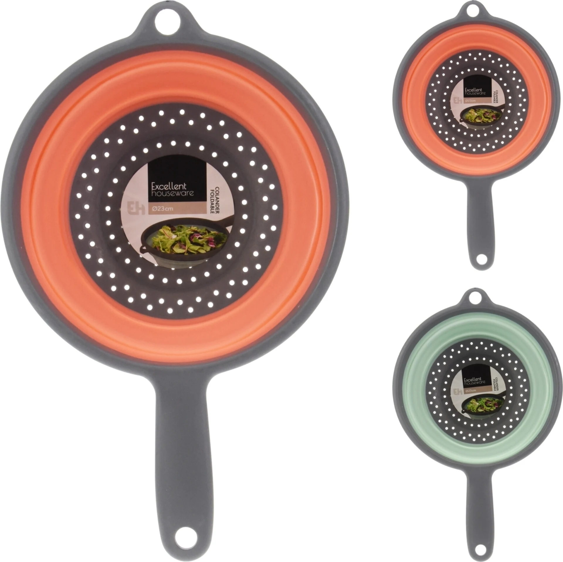 Sieb faltbar - 23cm - Grau/Coral/Green