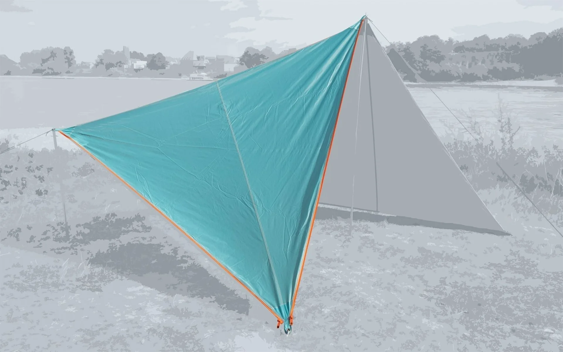 Bent Canvas Plain Single Tarp ocean wave / zipper