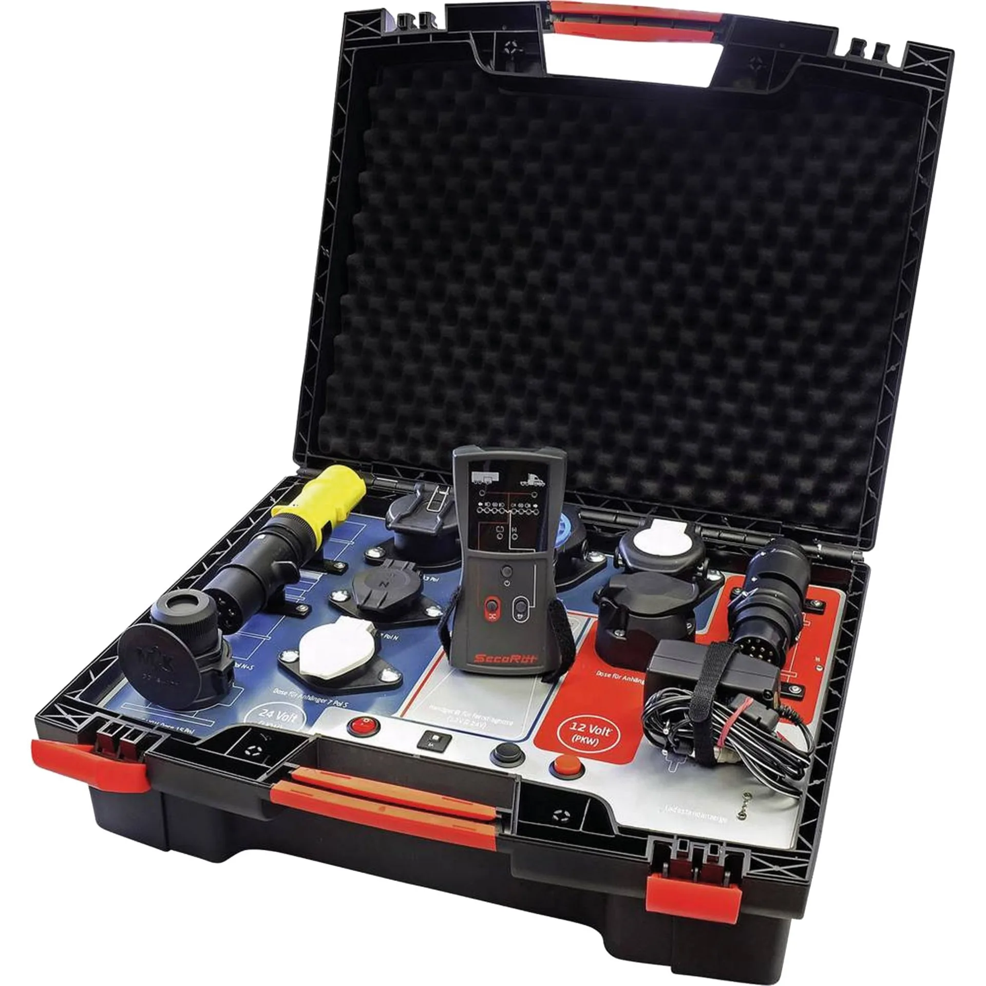 Coffret de contrôle pour véhicules tracteurs et remorques 12/24 V