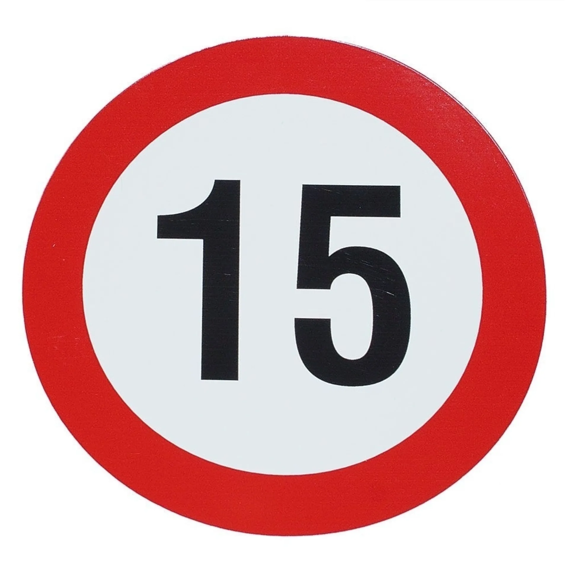 Geschwindigkeits-Begrenzungs-Schild 15 km/h ø 100 mm, PVC-Selbstklebefolie