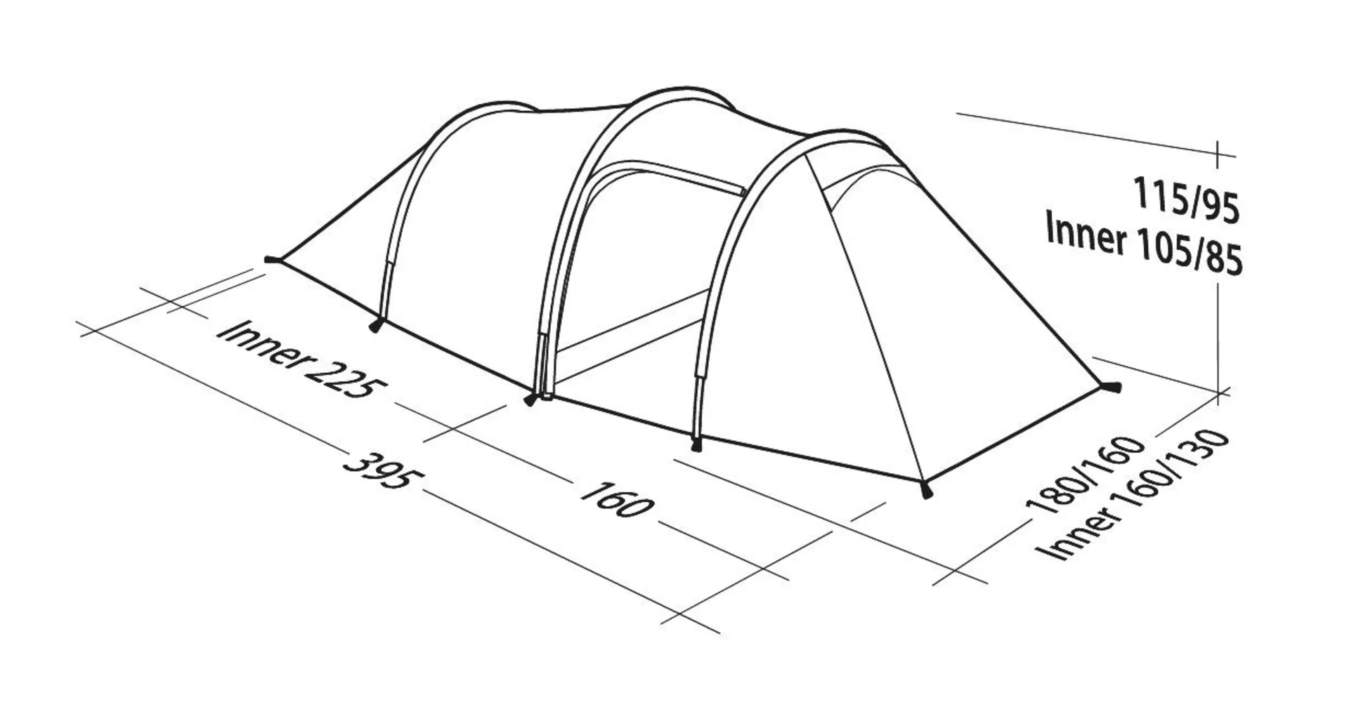 Robens Voyager 3 EX Tunnelzelt 3 Personen 395 x 180 x 115 cm