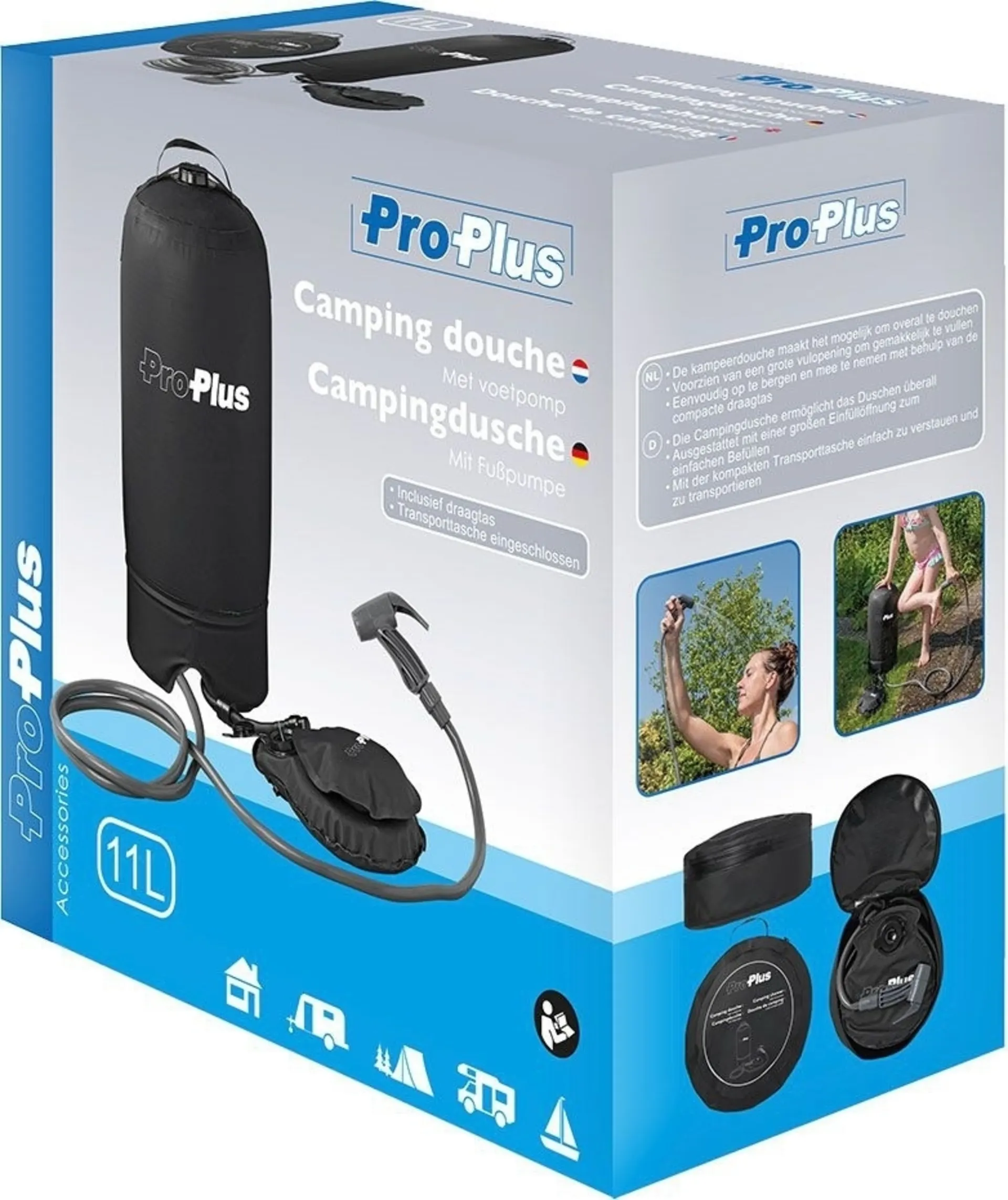 Douche de camping PAT 11 litres avec pompe à pied