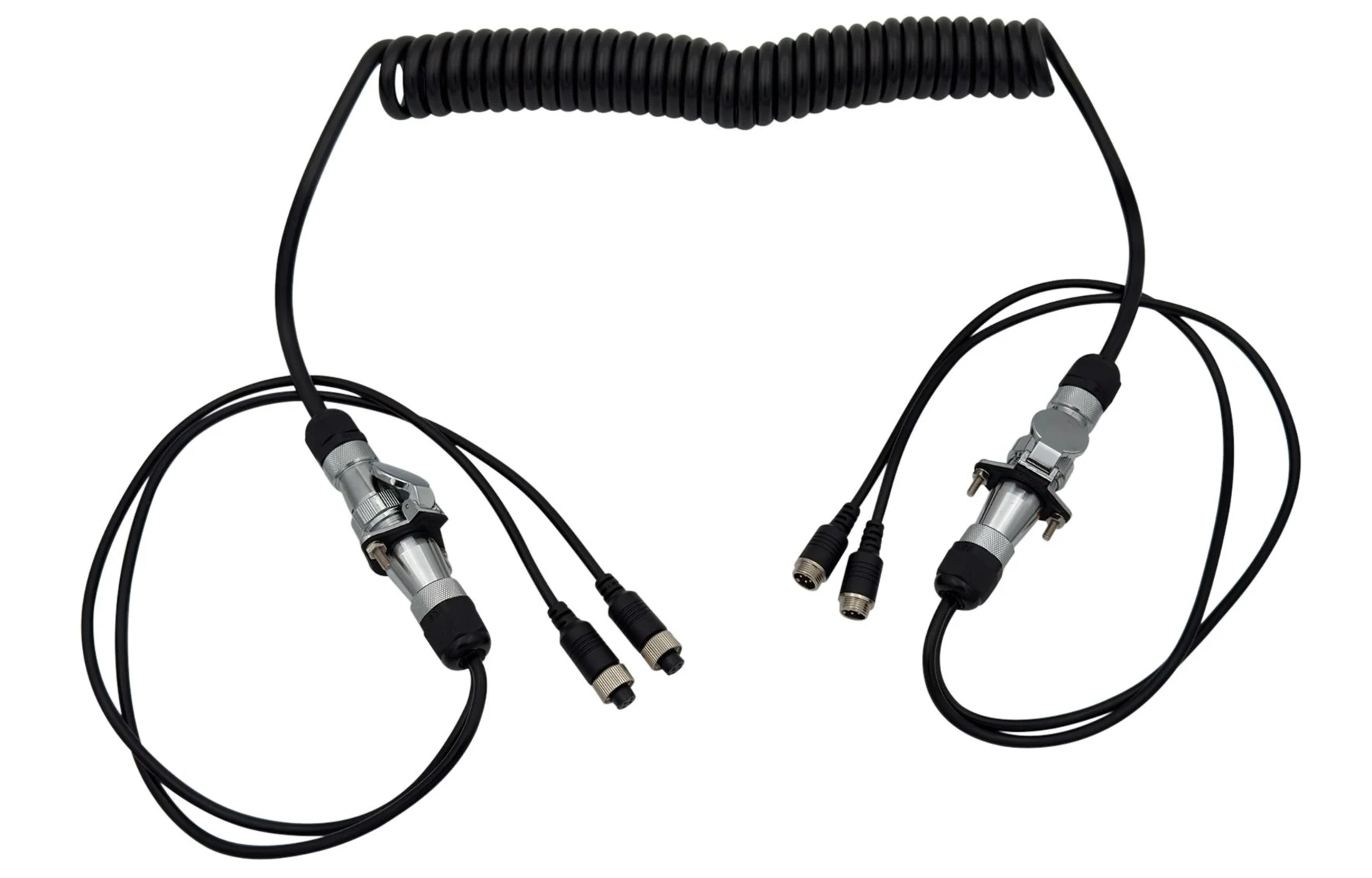 Kit de raccordement pour remorque avec 2 caméras, câble spiralé de 4,0 m pour systèmes de caméra de recul filaires Kit de raccordement pour remorque avec 2 caméras, câble spiralé de 4,0 m pour systèmes de caméra de recul filaires