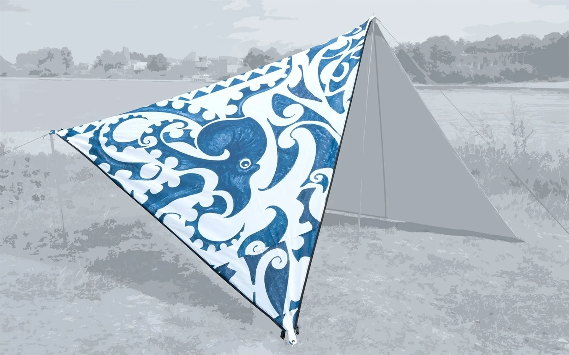 Bent Canvas Allover Set Tarp New Zealand octupus print / zipper black