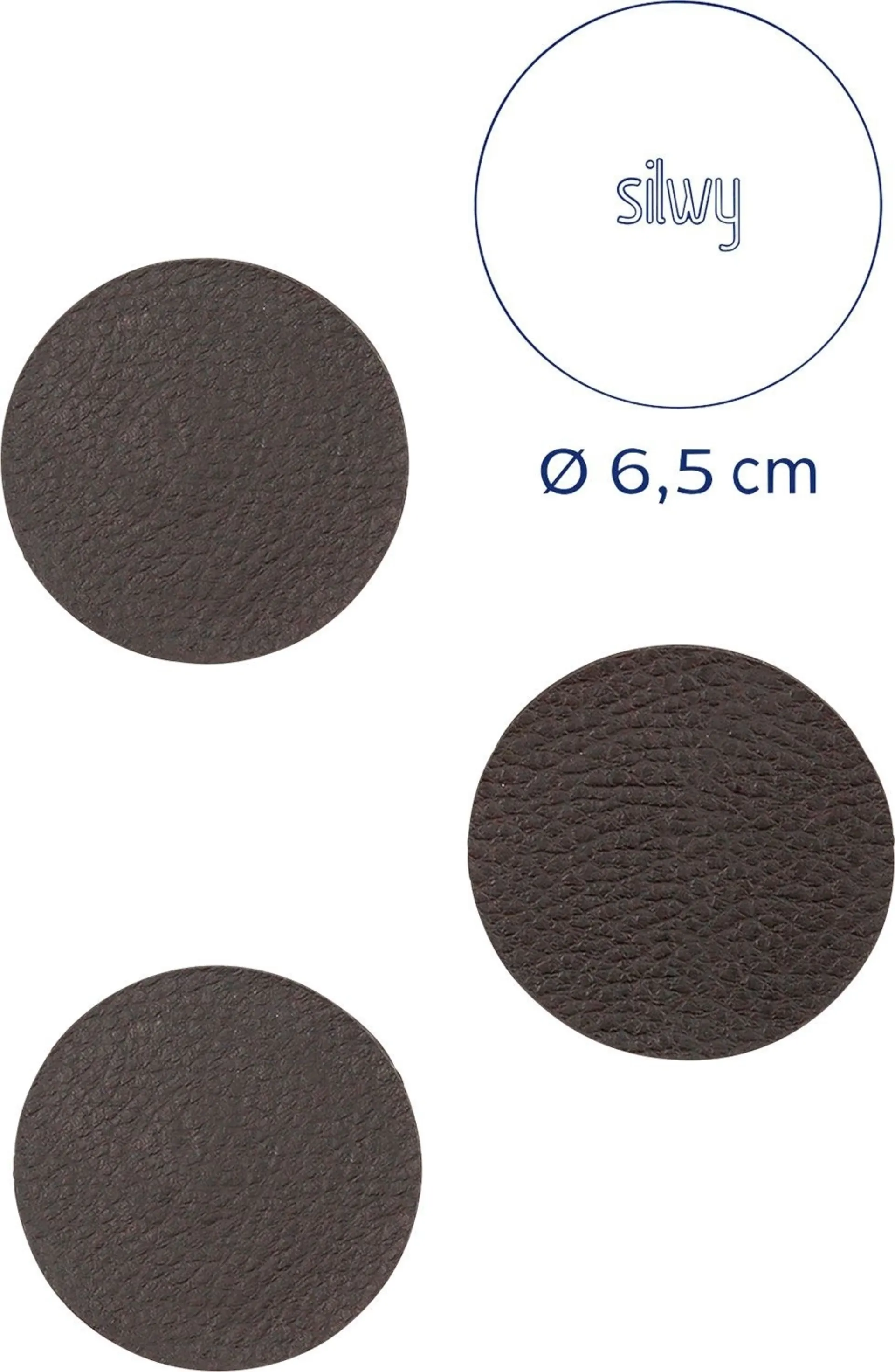 silwy® Pads magnétiques 6,5 cm set de 4 pièces noir
