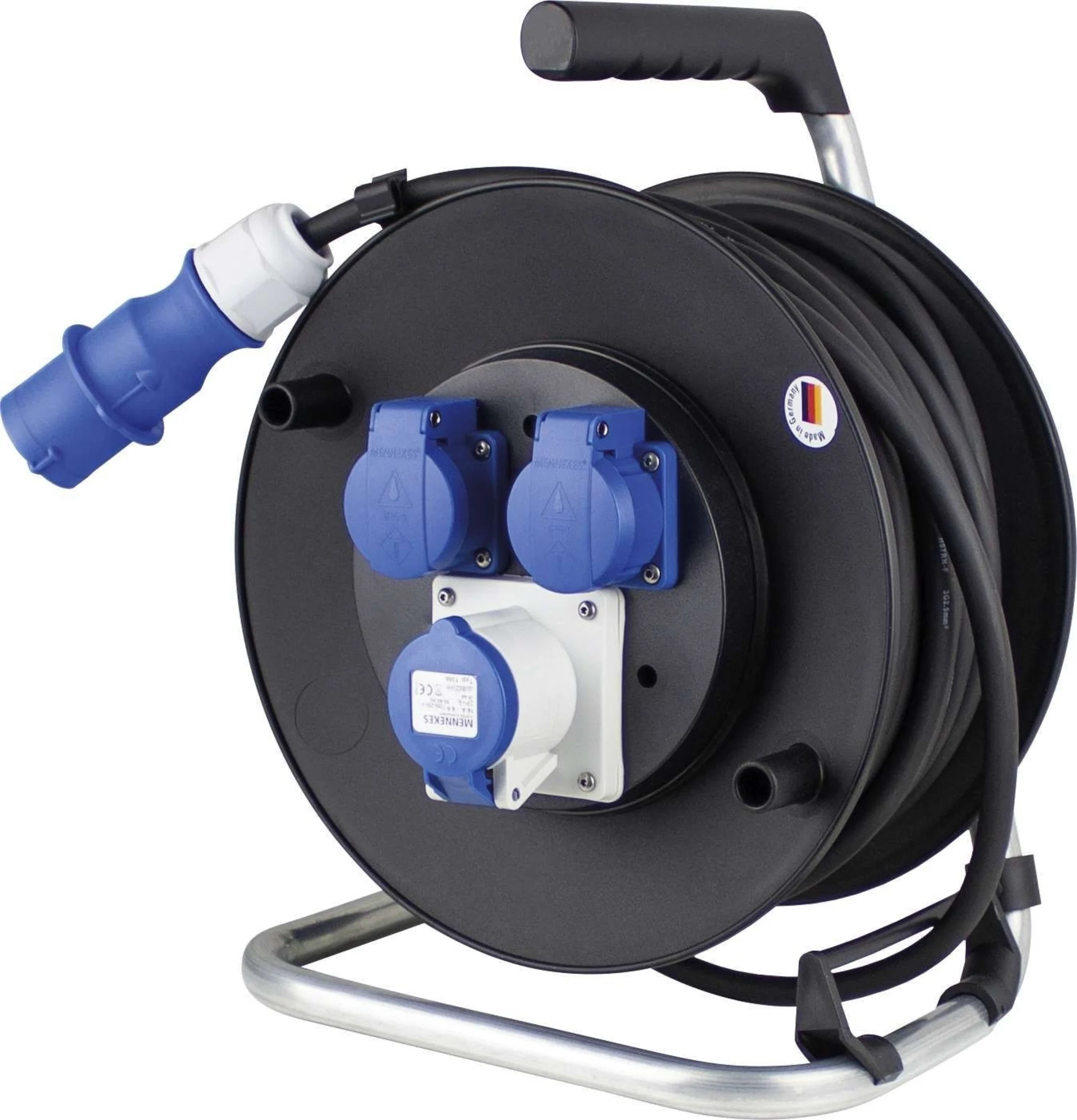 as-Schwabe Tambour de câble CEE Profi fiche CEE sur prise CEE & prise à contact de protection 25 m / 2,5 mm²
