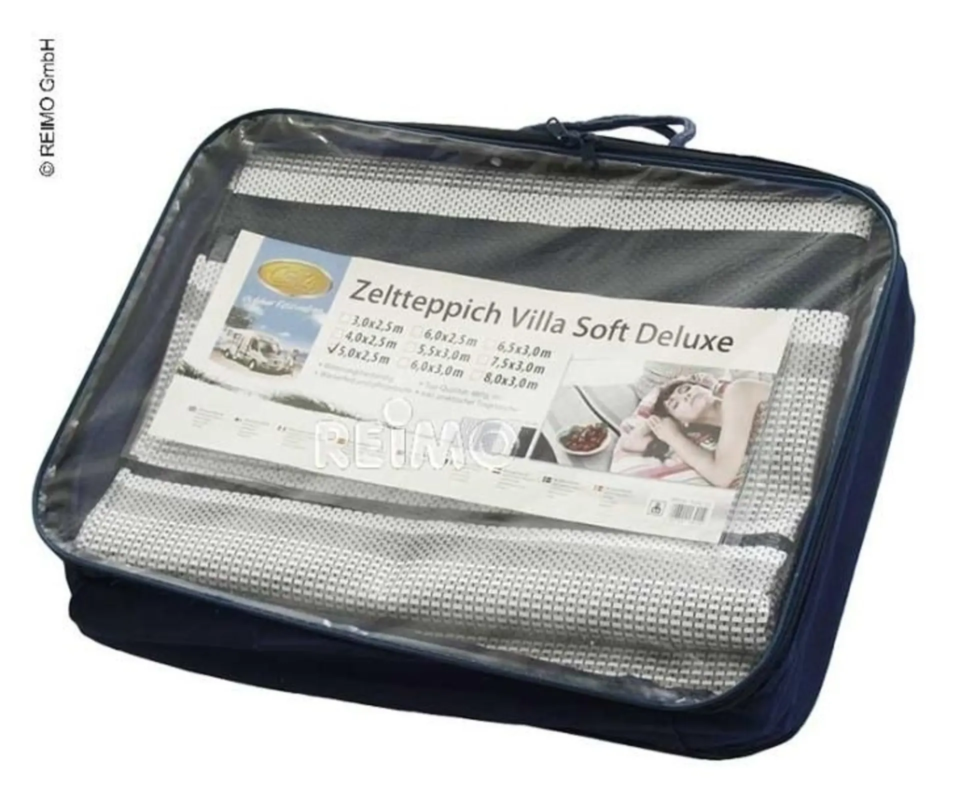 Zeltteppich 2,5x3m, blau-grau-weiss
