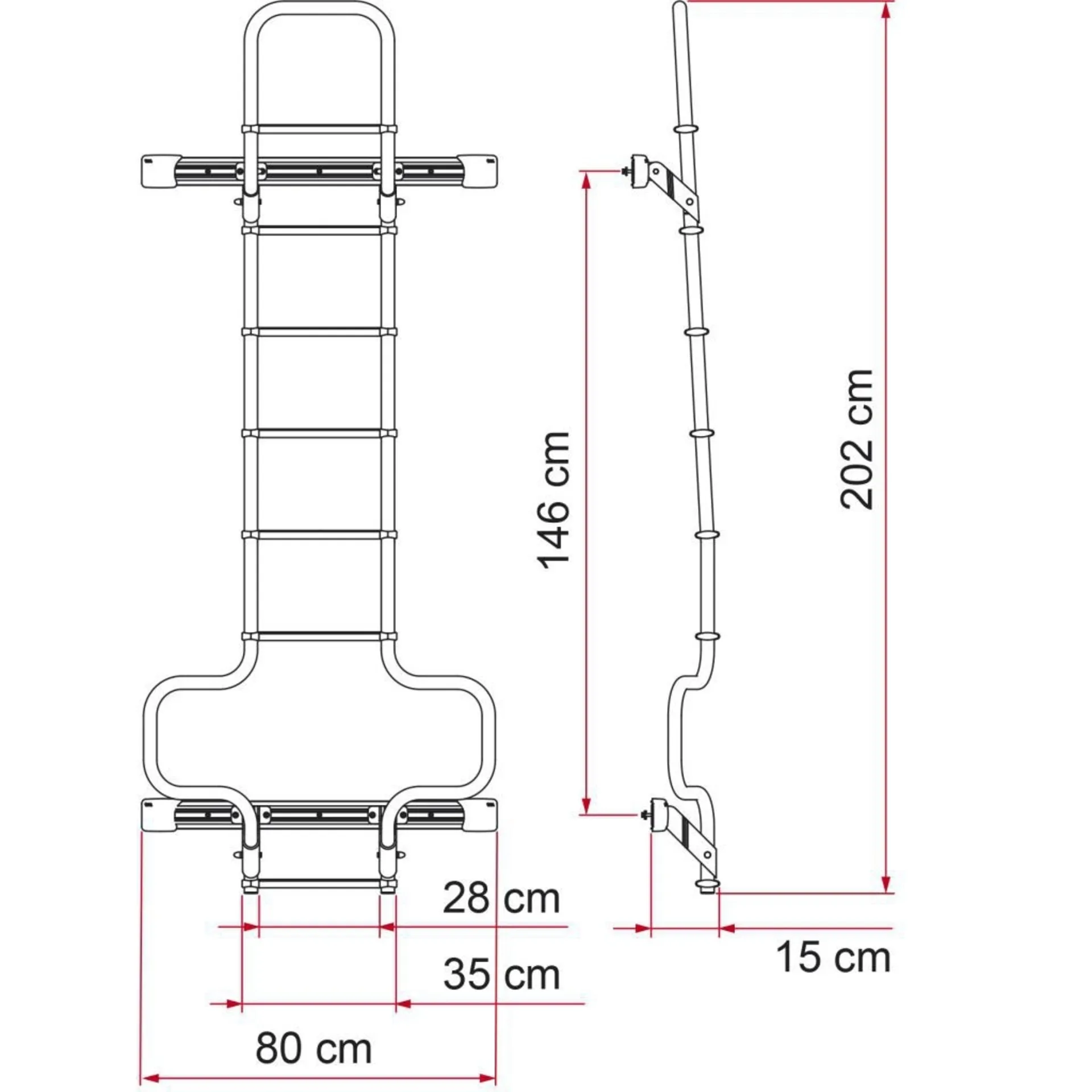 Fiamma Deluxe DJ Ducato H3 Außenleiter Standard silber