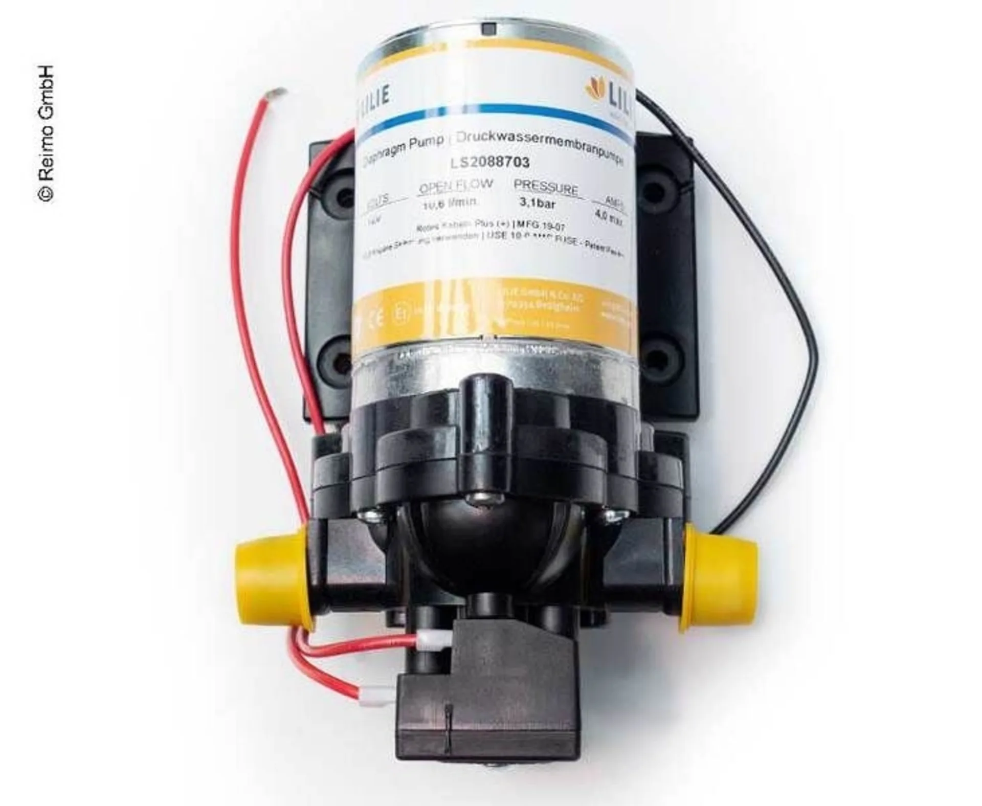 Wasserpumpe 12V mit 10.6 Litern pro Minute, 3.1 bar und 6.5 Ampere