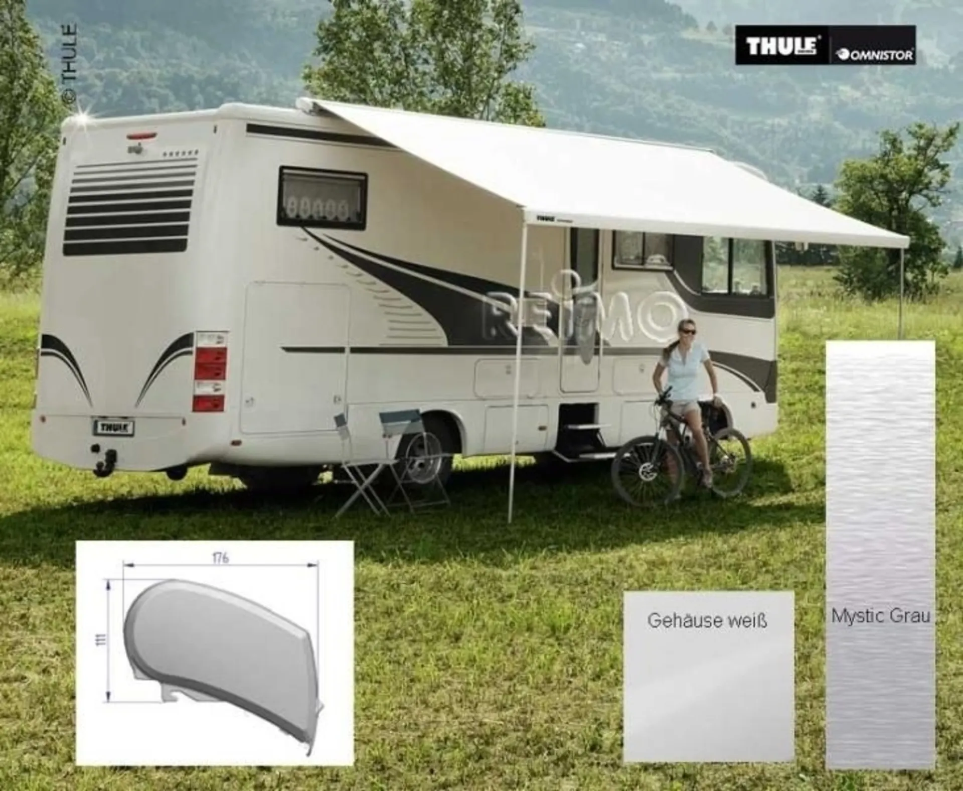 Thule Dachmarkise 9200 4m Mystic Grau, Auszug 300