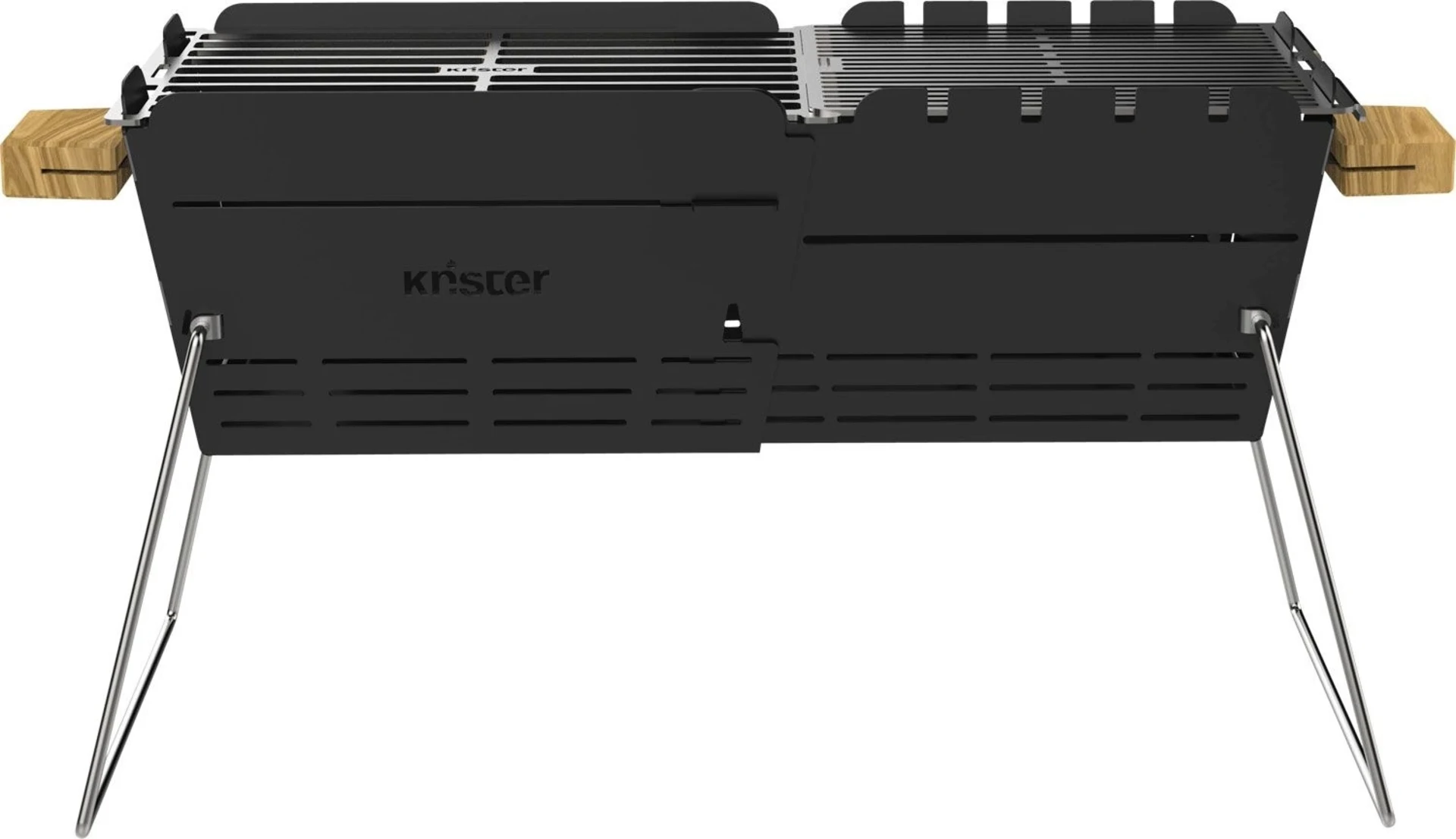 Knister Original Grill Set ausziehbarer Holzkohleg