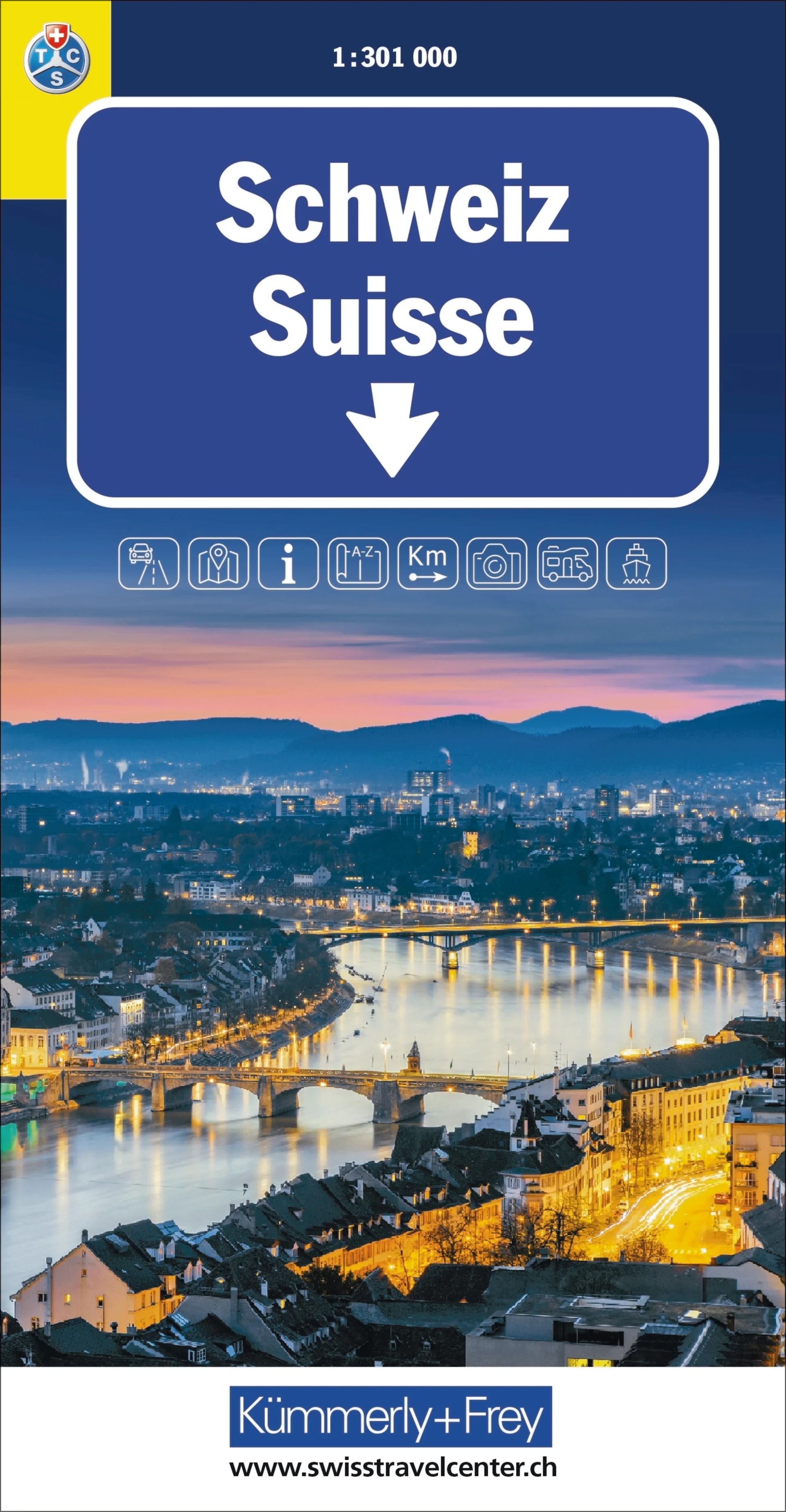 Schweiz TCS Strassenkarte 1:301 000