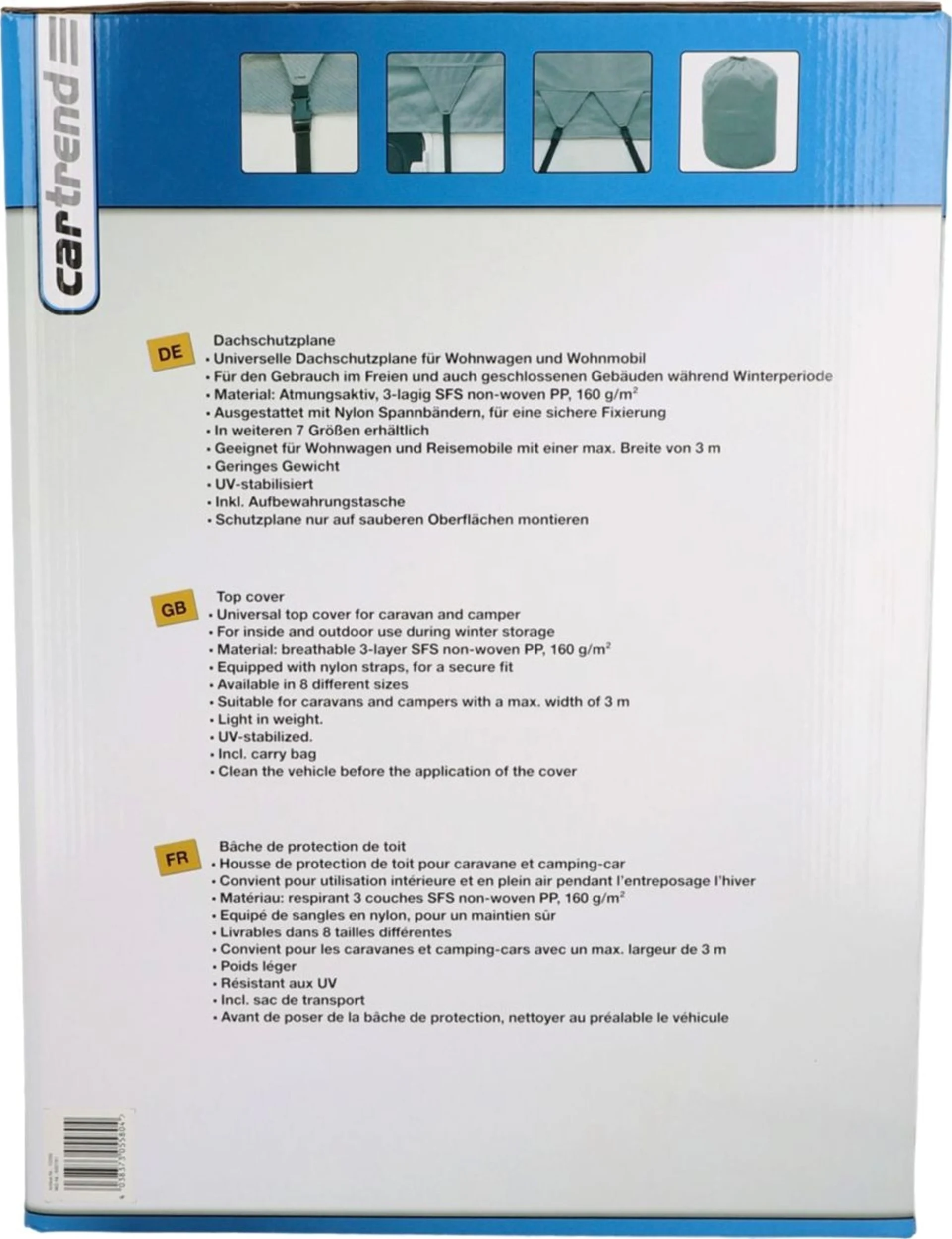 Bâche de protection de toit Cartrend Caravan 8,5 x 3 m