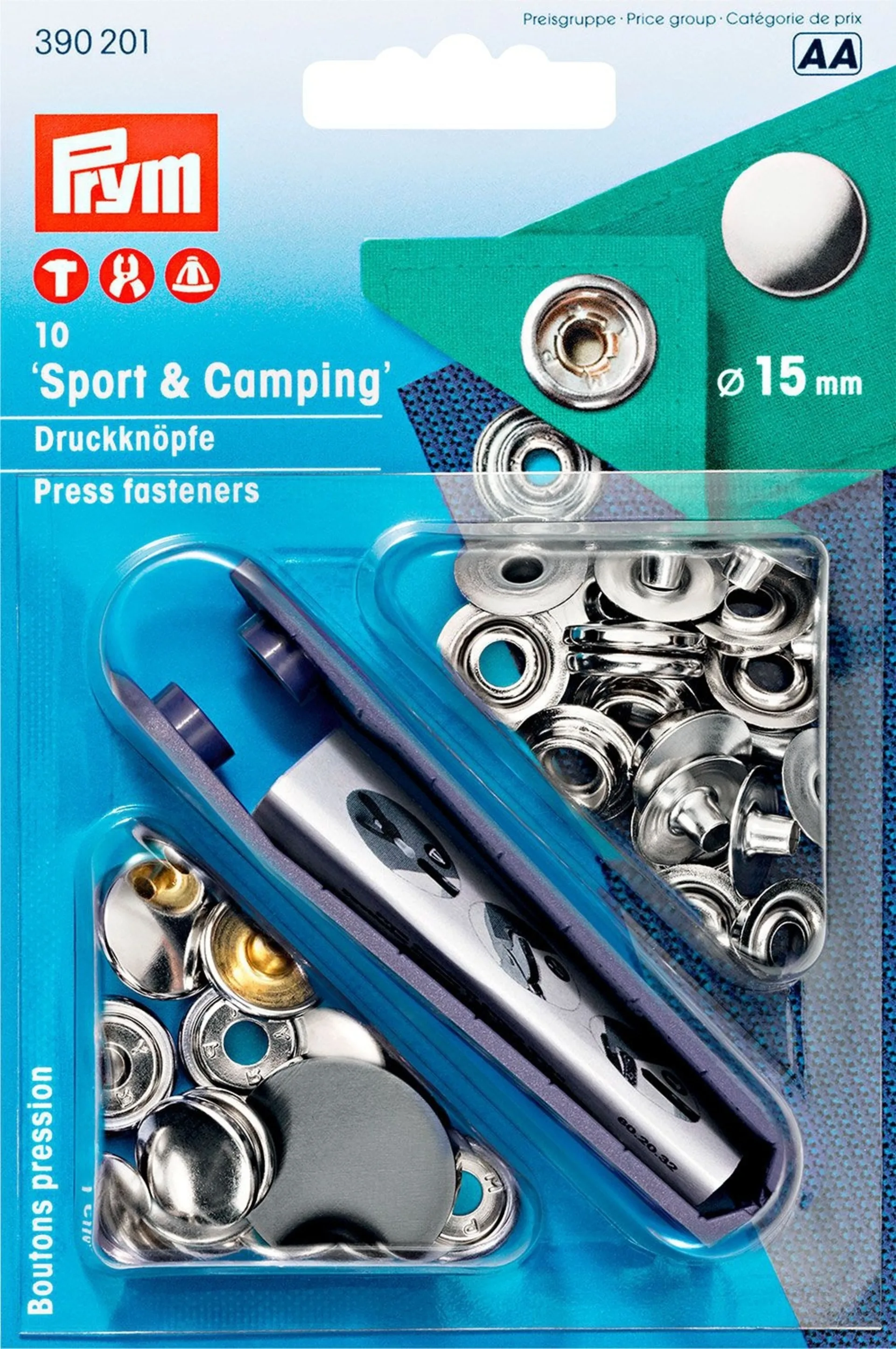 PRYM Druckknöpfe silber 10 Stück Ø 15 mm