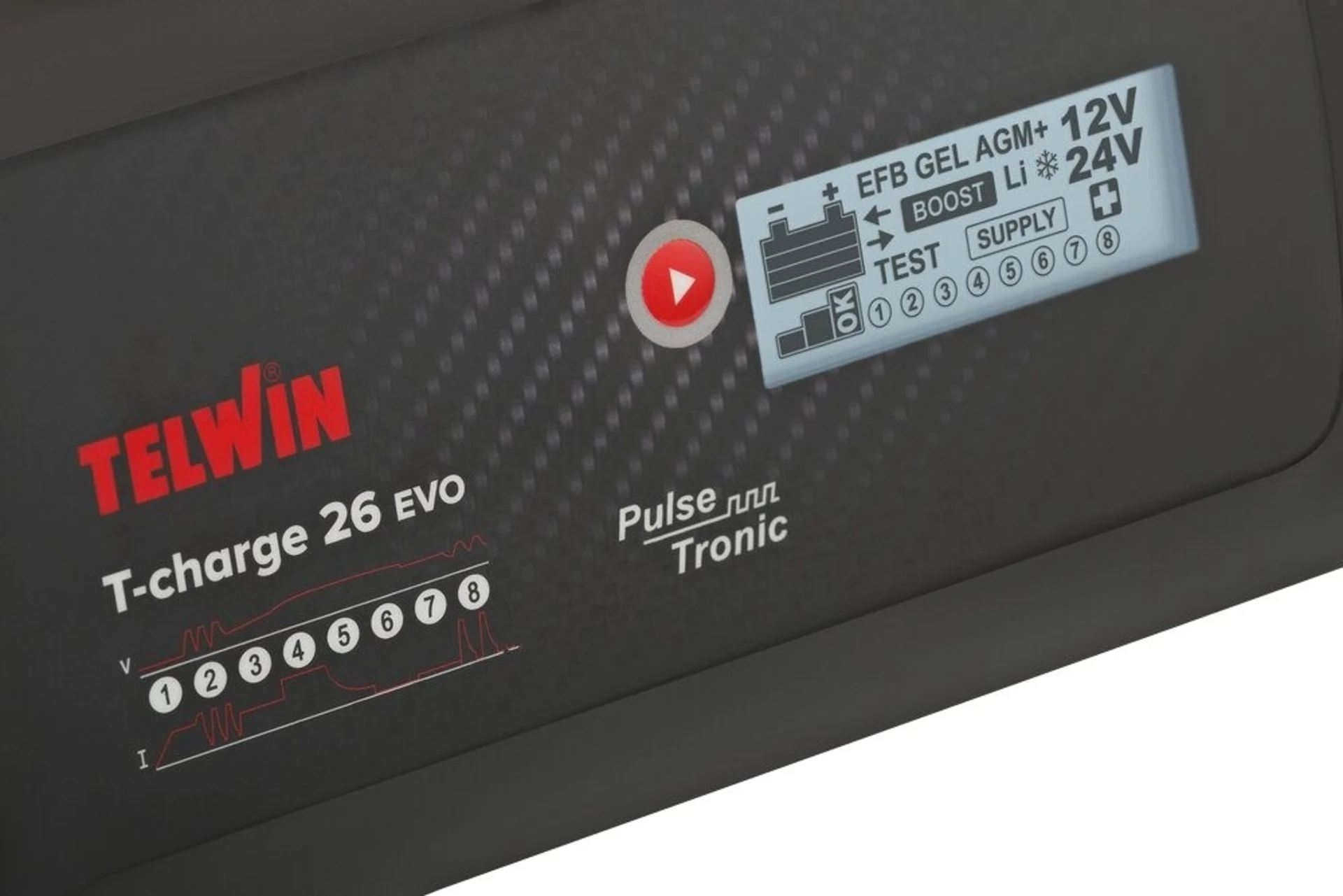 Telwin - Chargeur de batterie T-Charge 26 EVO, 12 / 24 V, 16 / 8 A, 270 x 120 x 67 mm, 12 / 24 V, 16 / 8 A Telwin - Chargeur de batterie T-Charge 26 EVO, 12 / 24 V, 16 / 8 A, 270 x 120 x 67 mm, 12 / 24 V, 16 / 8 A