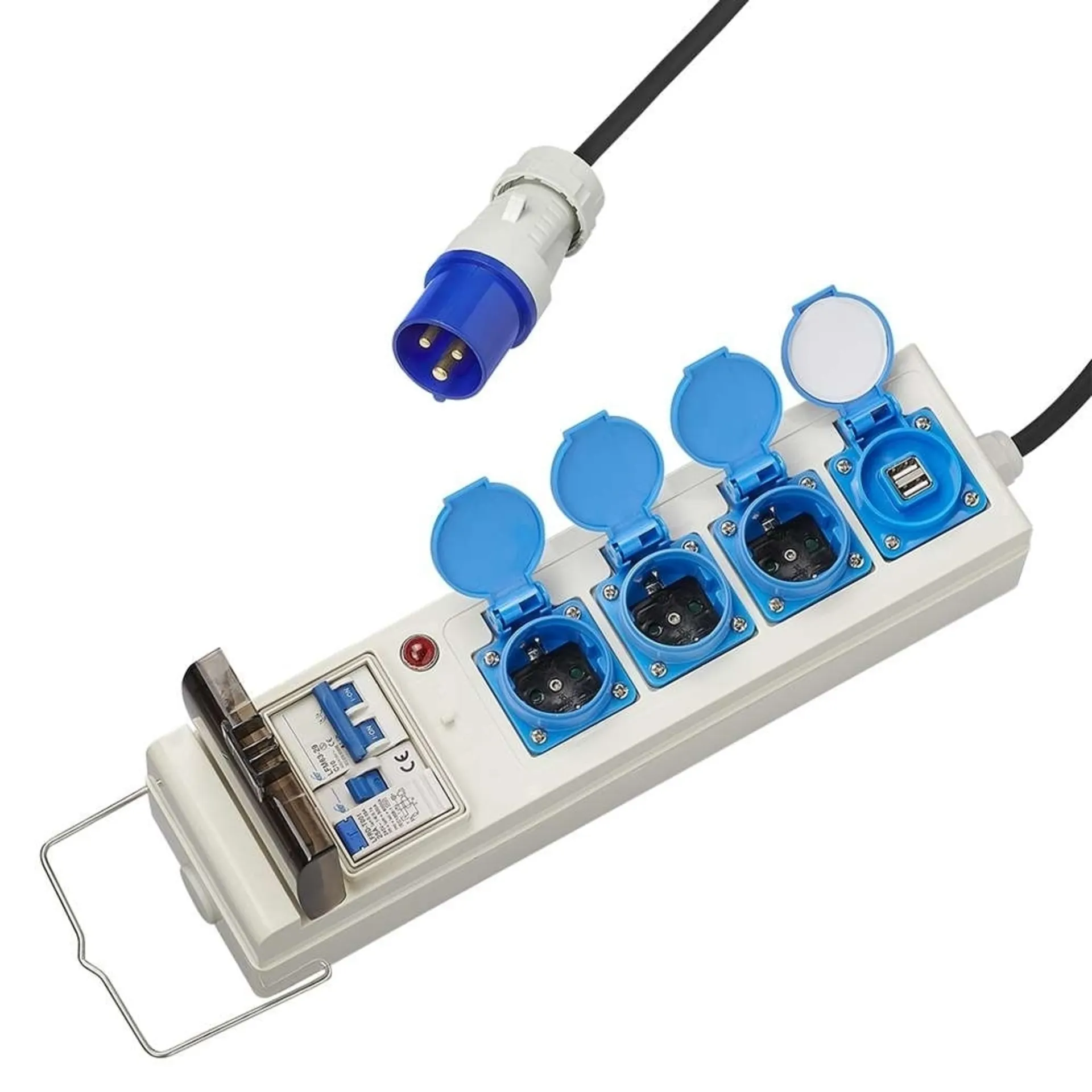 PAT Zelt- und Faltwagen Steckdose 10 Meter 3 x 2,5mm² inkl. 2 x USB