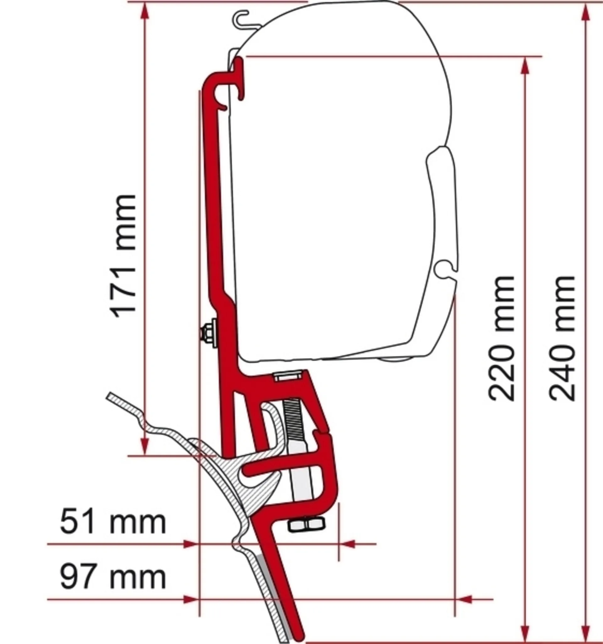 Adapter für Reimo Multirail T4 oder Brandrup Regenrinne