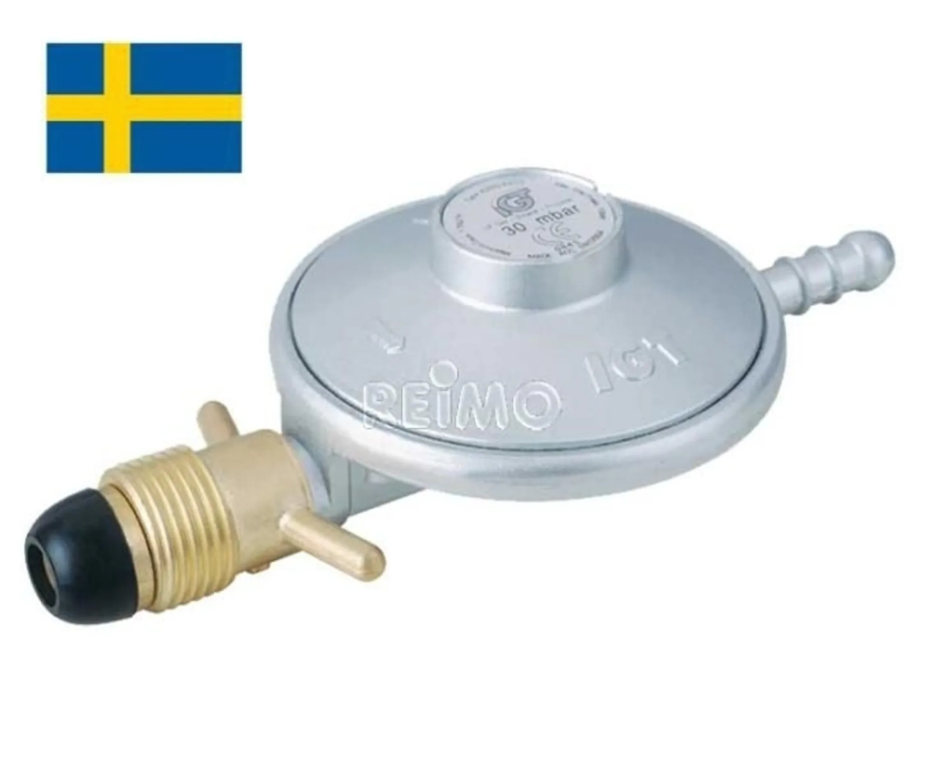 Gasregler ohne Manometer und Druckminderer mit Manometer für Schweden: Gasregler und Druckminderer Set für Schweden