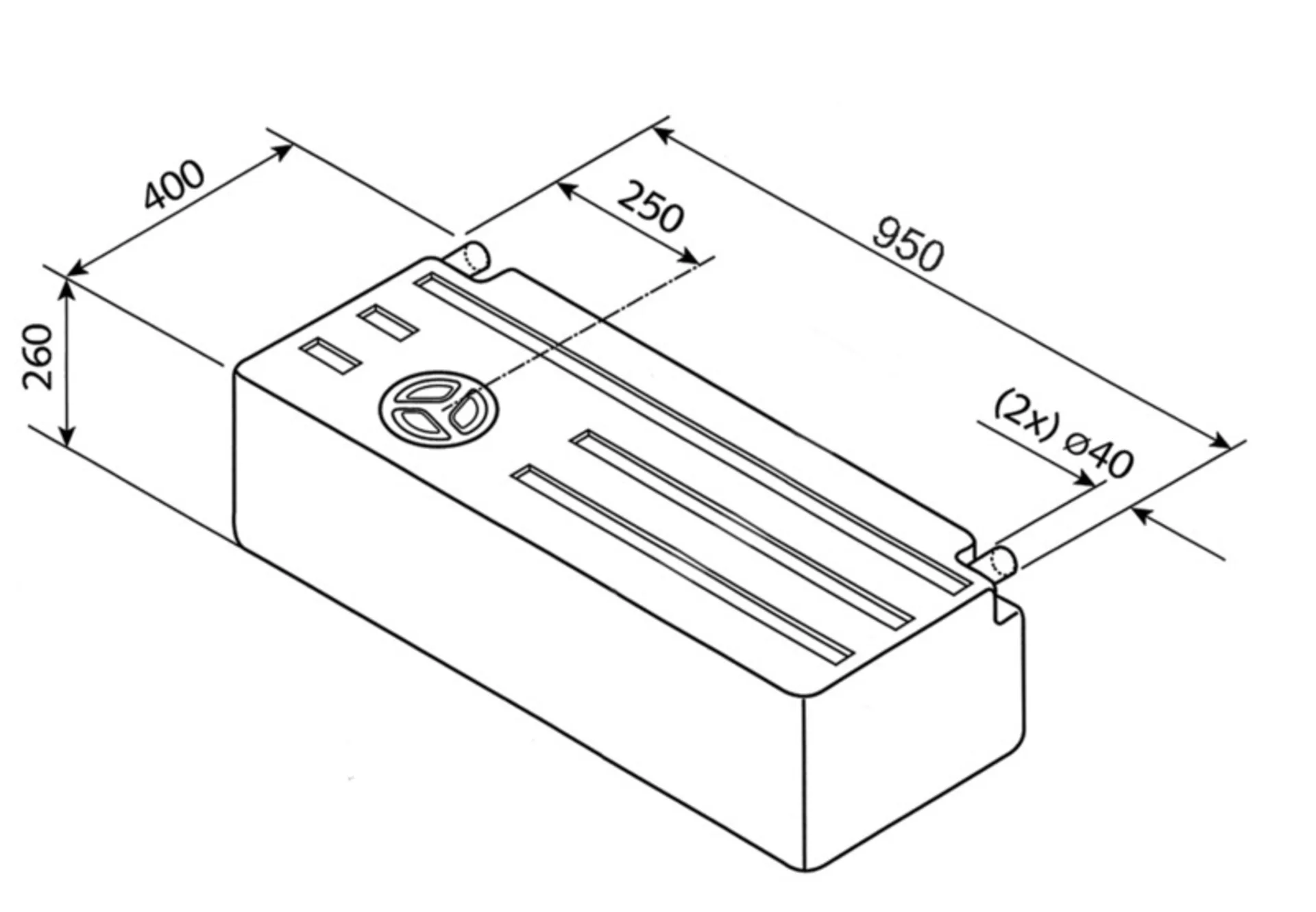 Réservoir d'eau fraîche et d'eaux usées Universal EV1802 de 89 litres