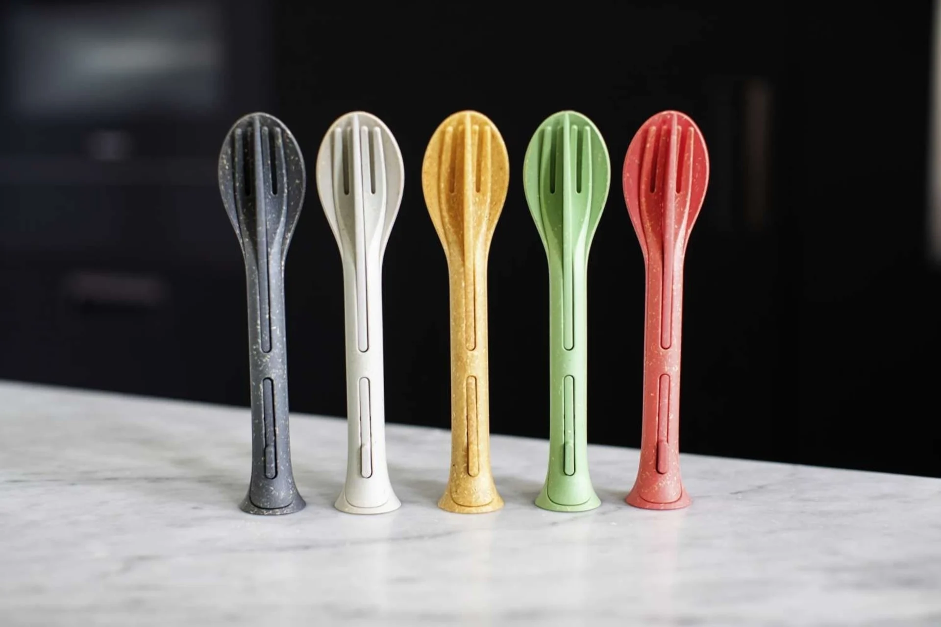 Koziol Klikk Pocket set de couverts 3 pièces bois