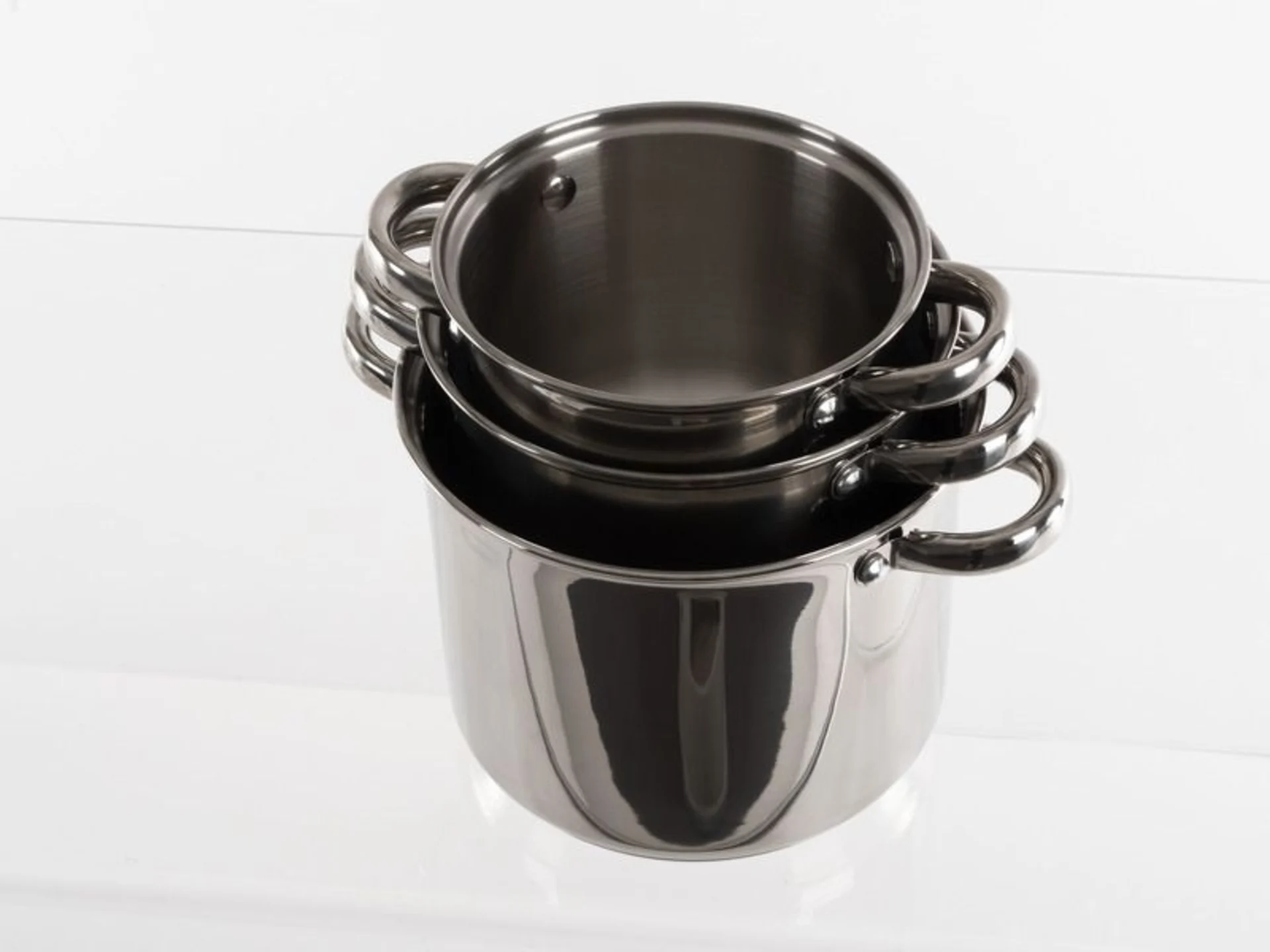 Set de casseroles en acier inoxydable Camp4 6 pièces avec couvercle en verre