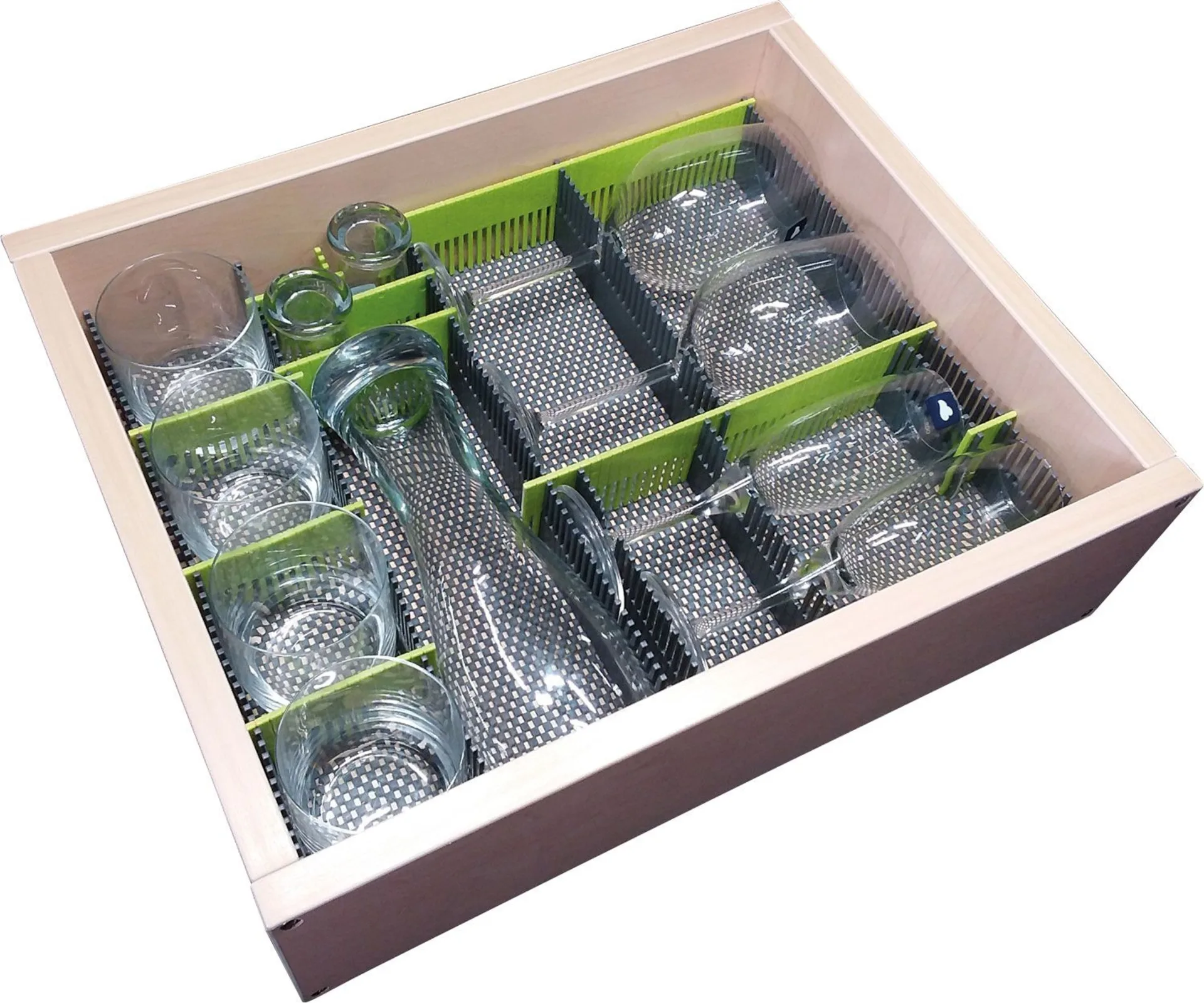 Purvario Pure Light Edition Stauleisten Set für Schubladen 8 Stück anthrazit / lime