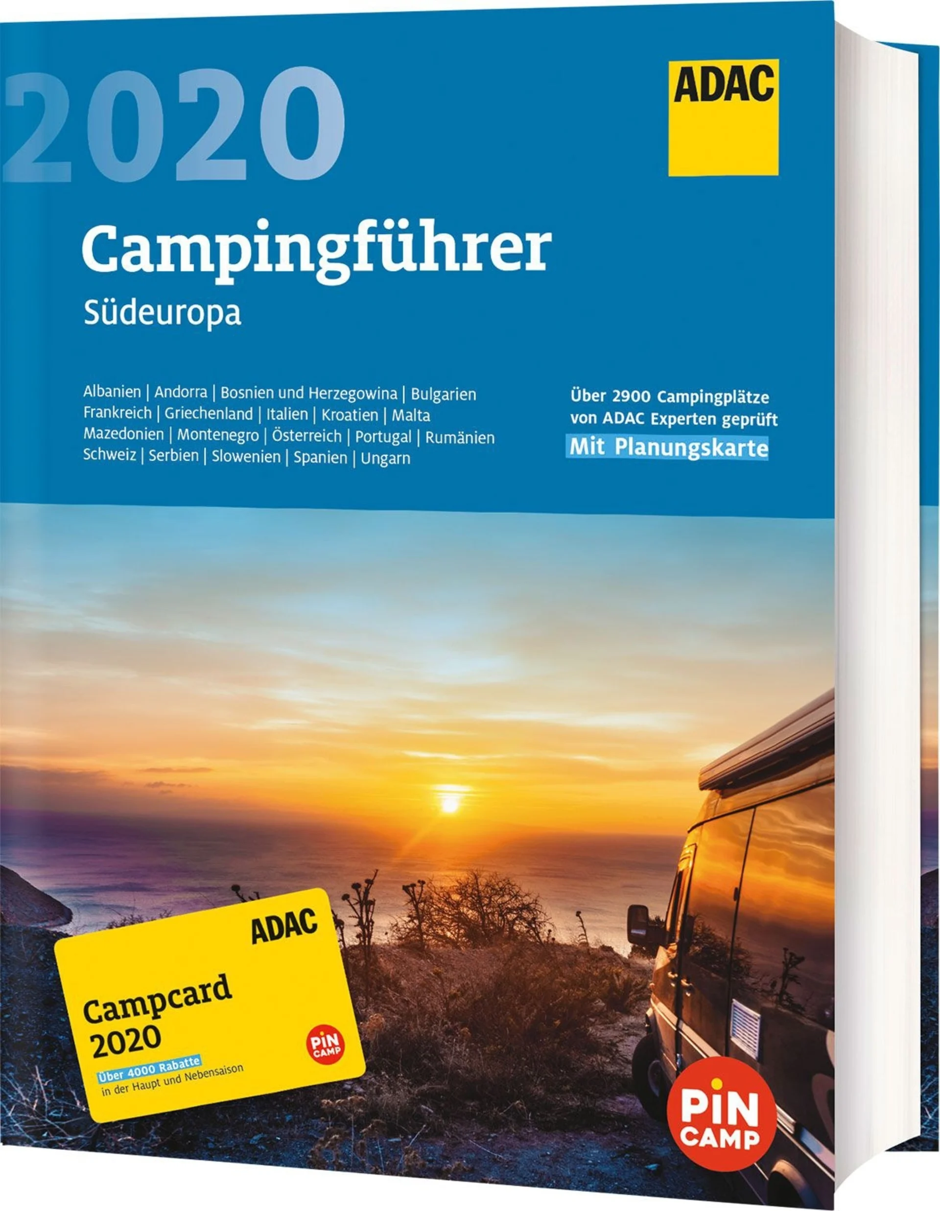 Guide de camping ADAC Europe du Sud 2020 avec Campcard