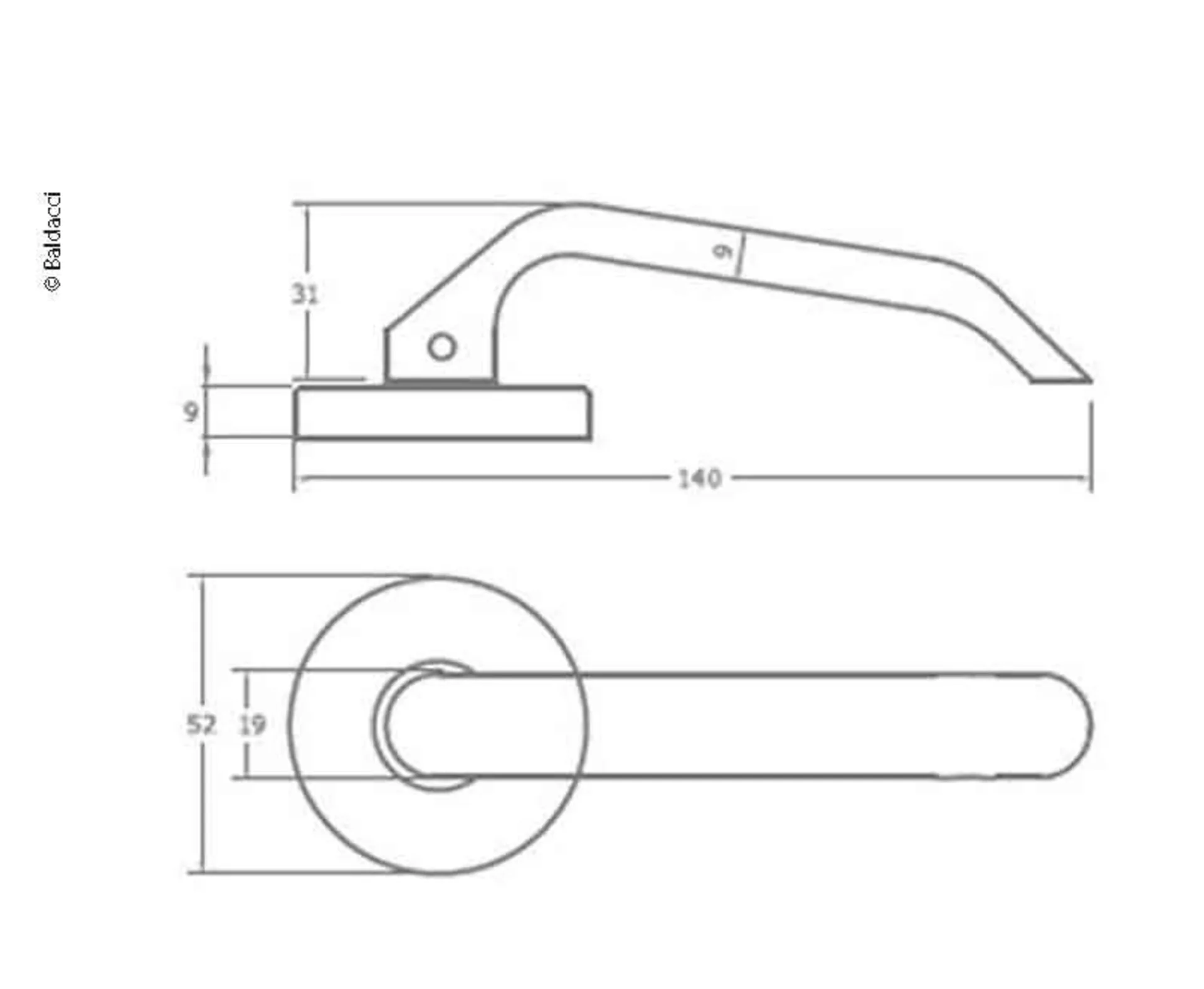 Chromierter Türgriff aus Zamak - Modell V1786