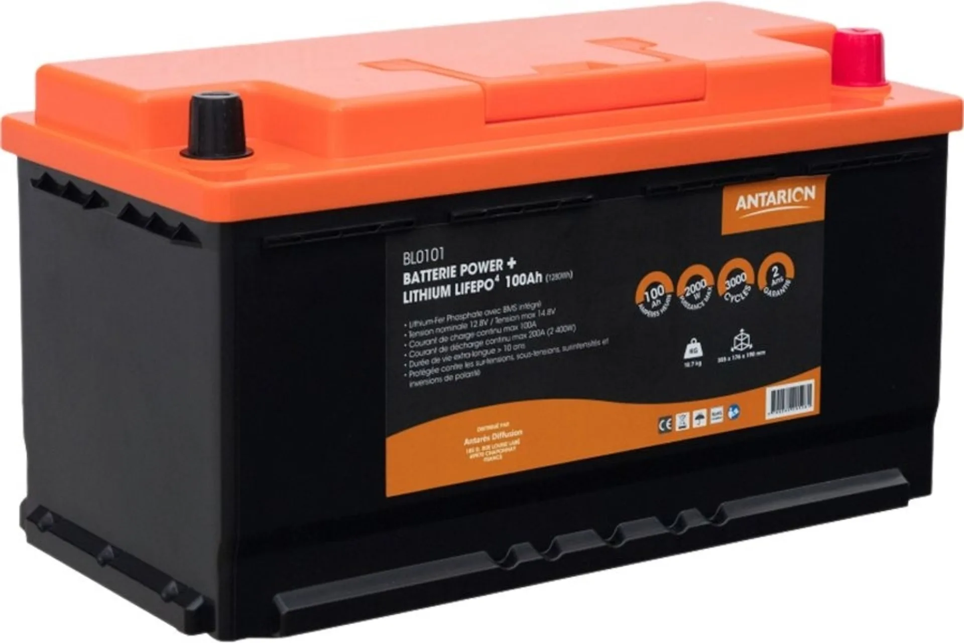 Batterie au lithium Antarion 12,8 V 100 Ah Batterie au lithium Antarion 12,8 V 100 Ah