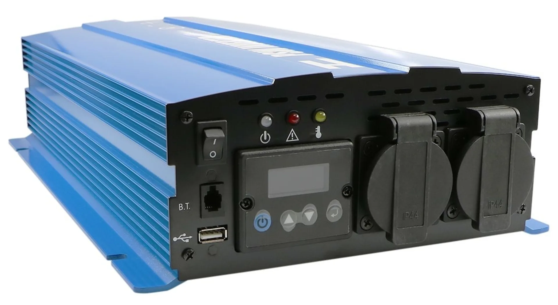 Sinus-Wechselrichter mit LCD Display 24 -> 230 V 2’000 W 400 x 247 x 100 mm, reine Sinuswelle Sinus-Wechselrichter mit LCD Display 24 -> 230 V 2’000 W 400 x 247 x 100 mm, reine Sinuswelle