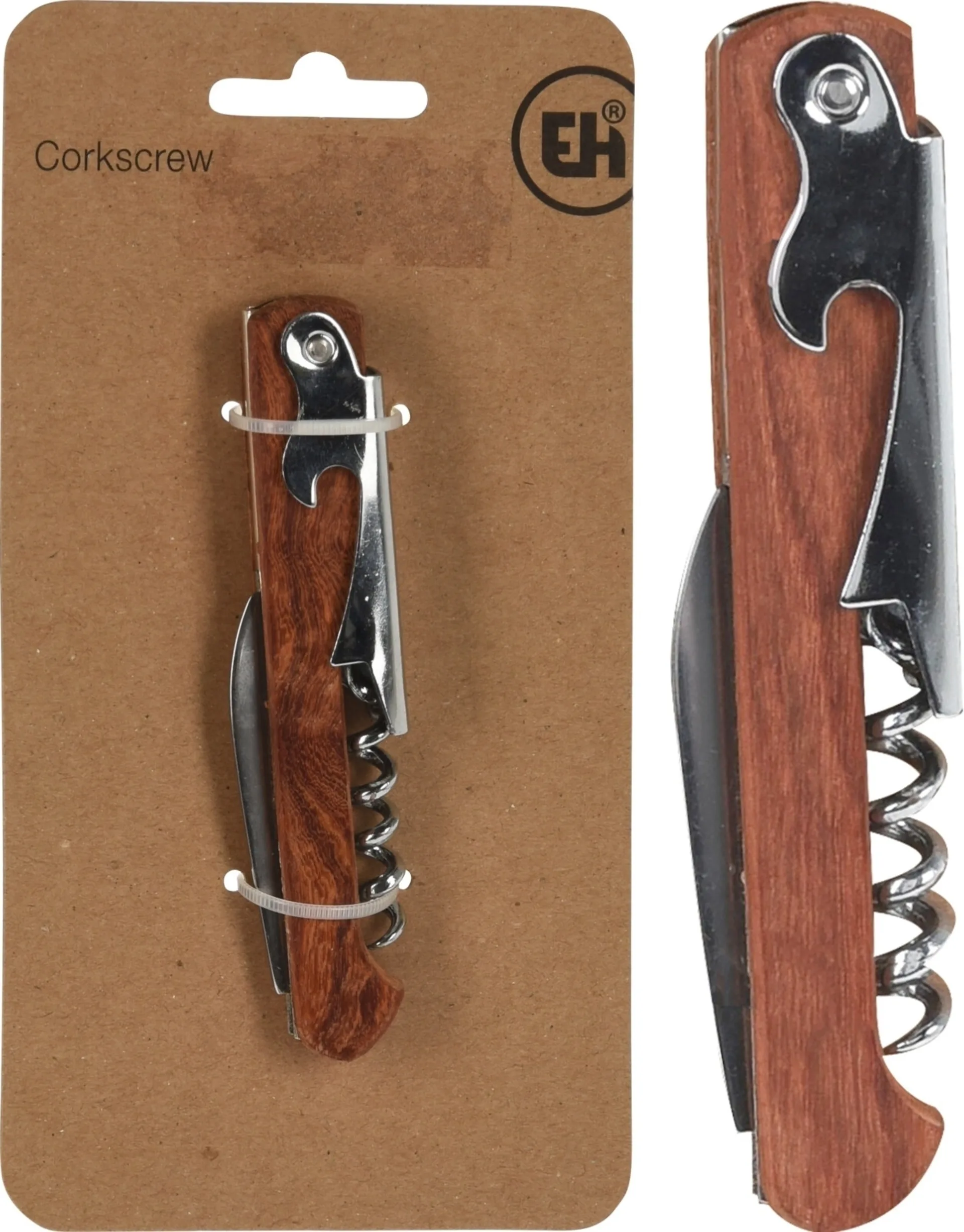 Korkenzieher aus Edelstahl mit Holzgriff
