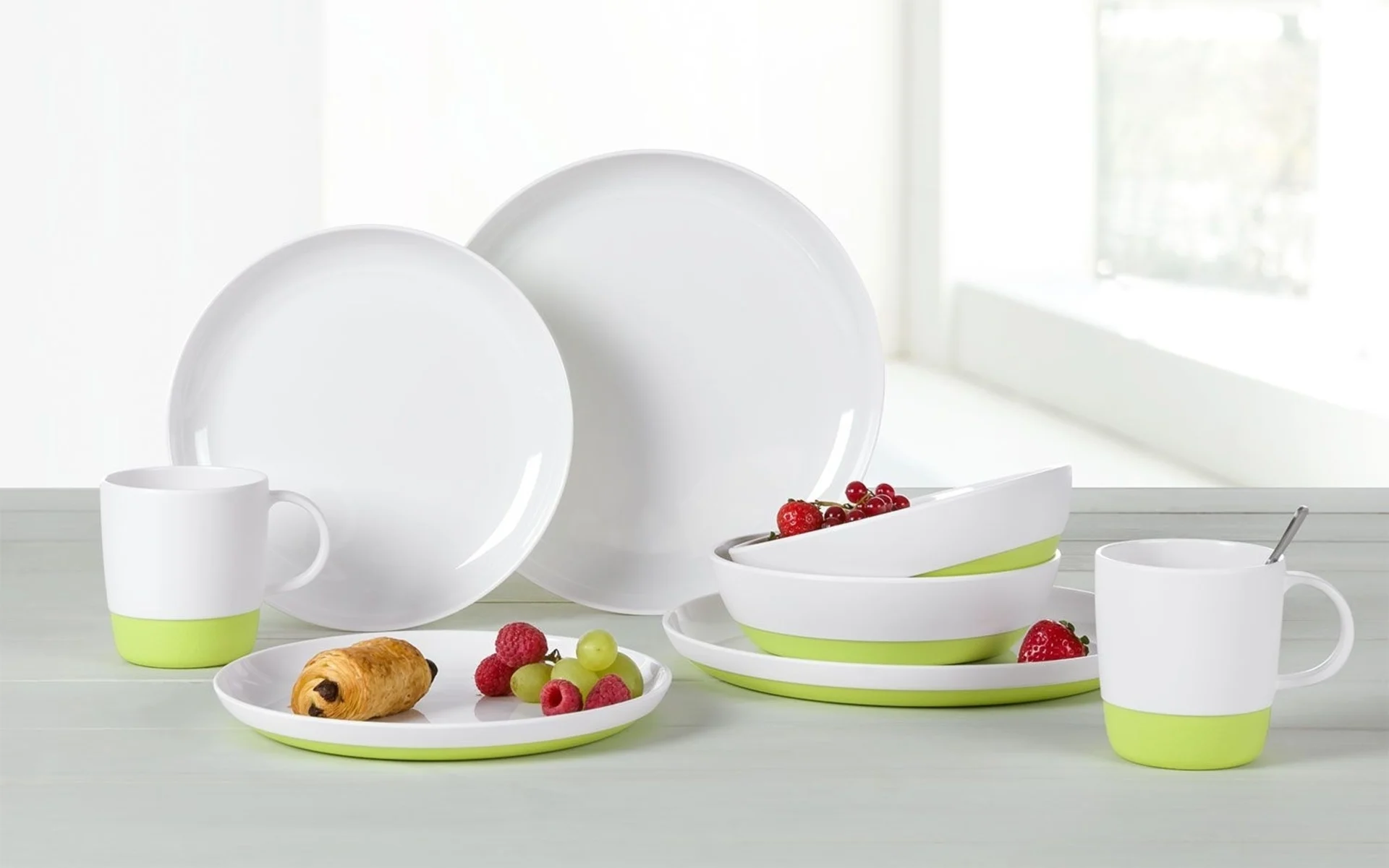 Berger Stone Melamin Geschirr-Set 8 teilig lime